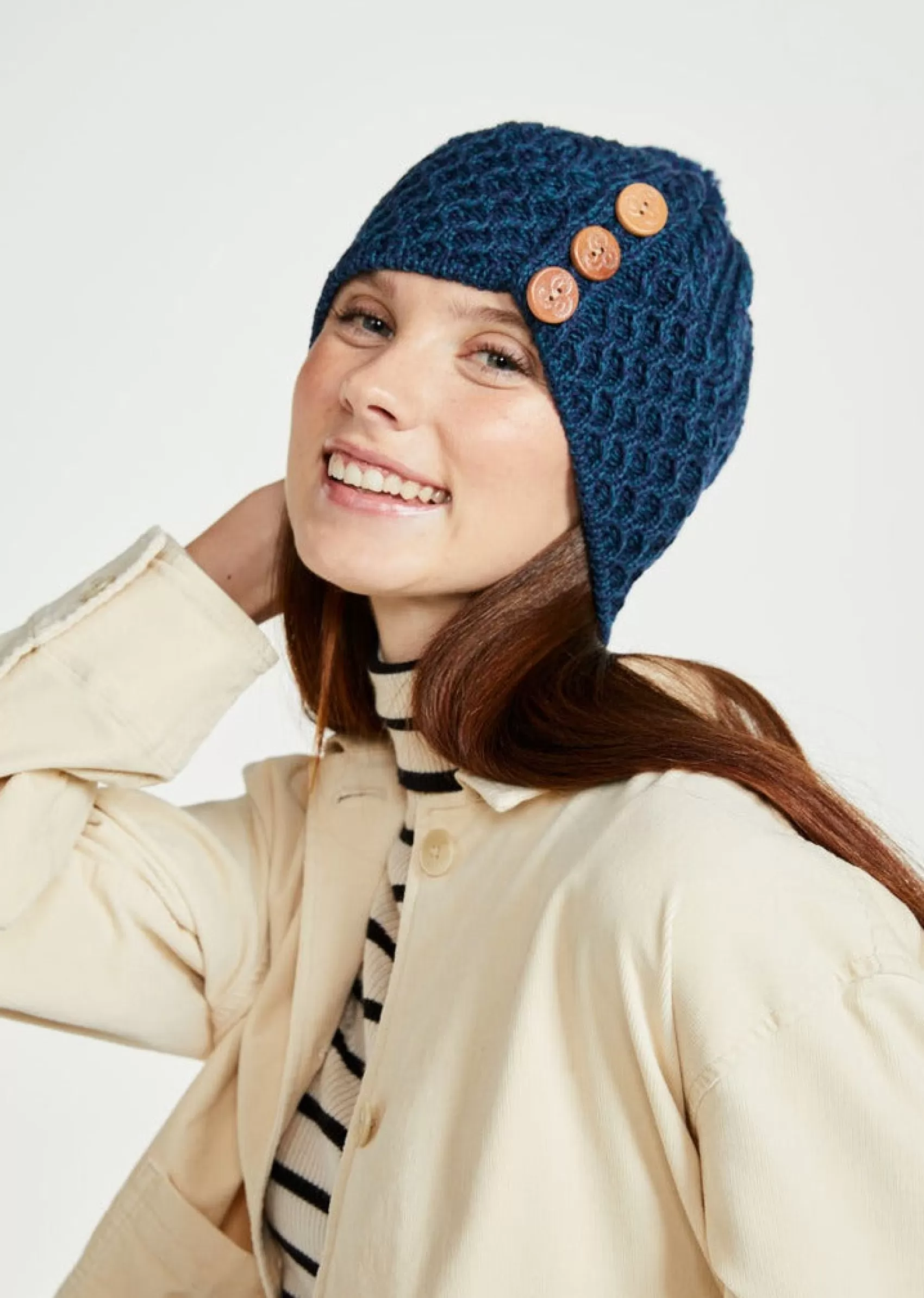 Hats & Caps^Aran Woollen Mills Aran Button Hat | Atlantic