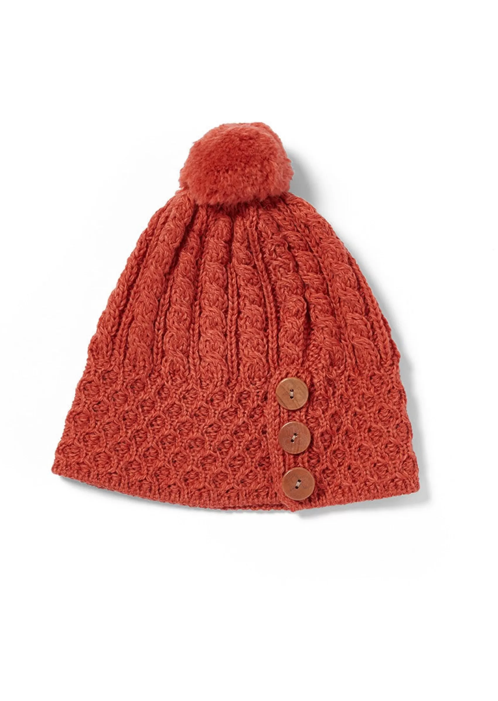 Hats & Caps^Aran Woollen Mills Aran Button Hat | Autumn Leaves