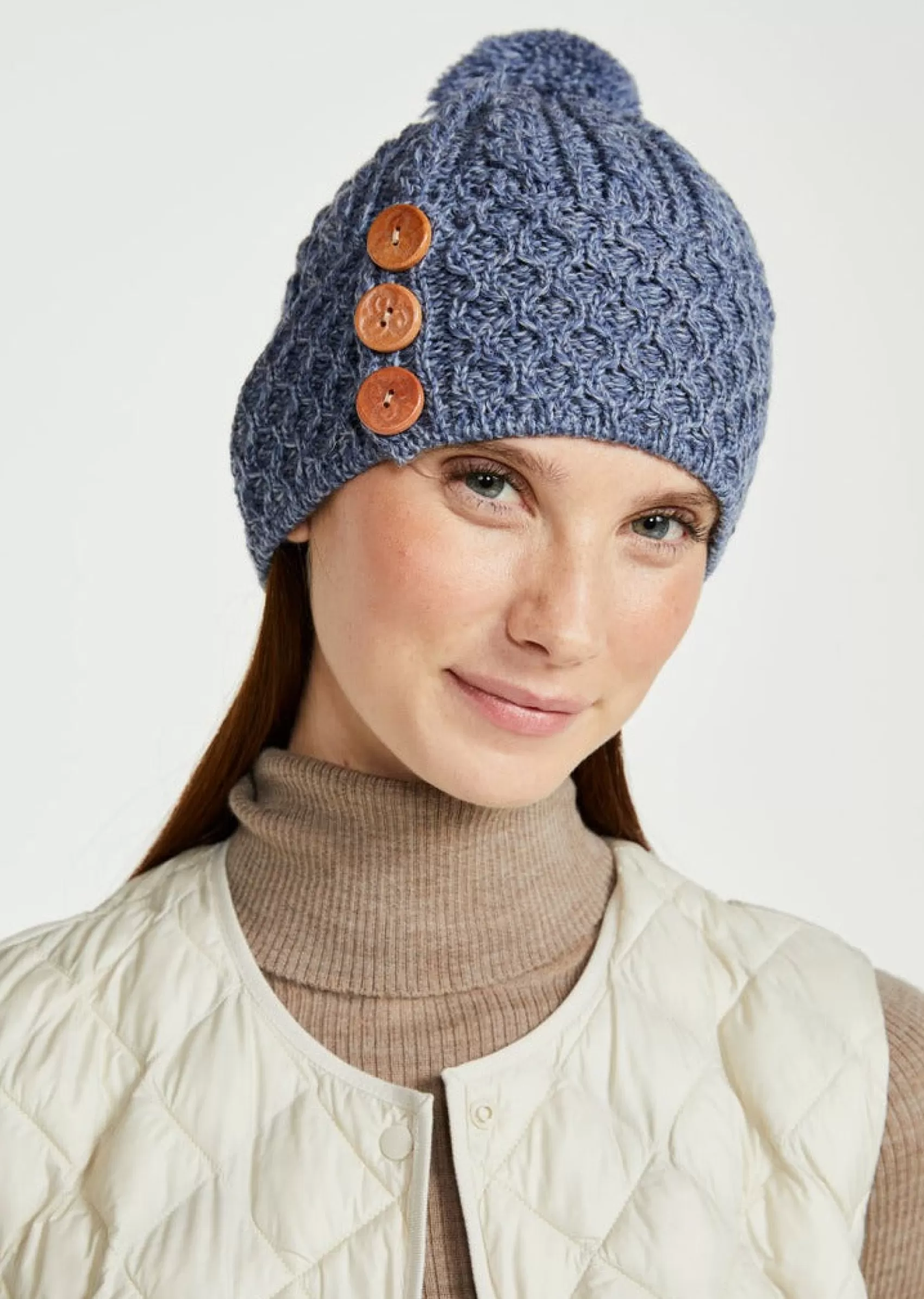 Hats & Caps^Aran Woollen Mills Aran Button Hat | Denim