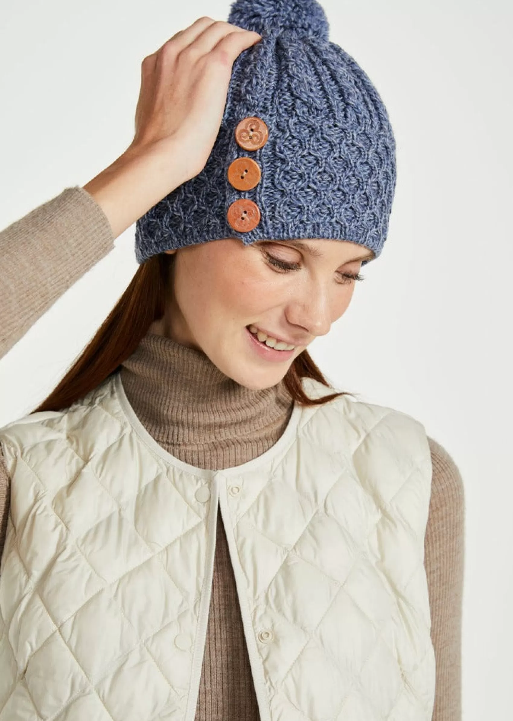 Hats & Caps^Aran Woollen Mills Aran Button Hat | Denim