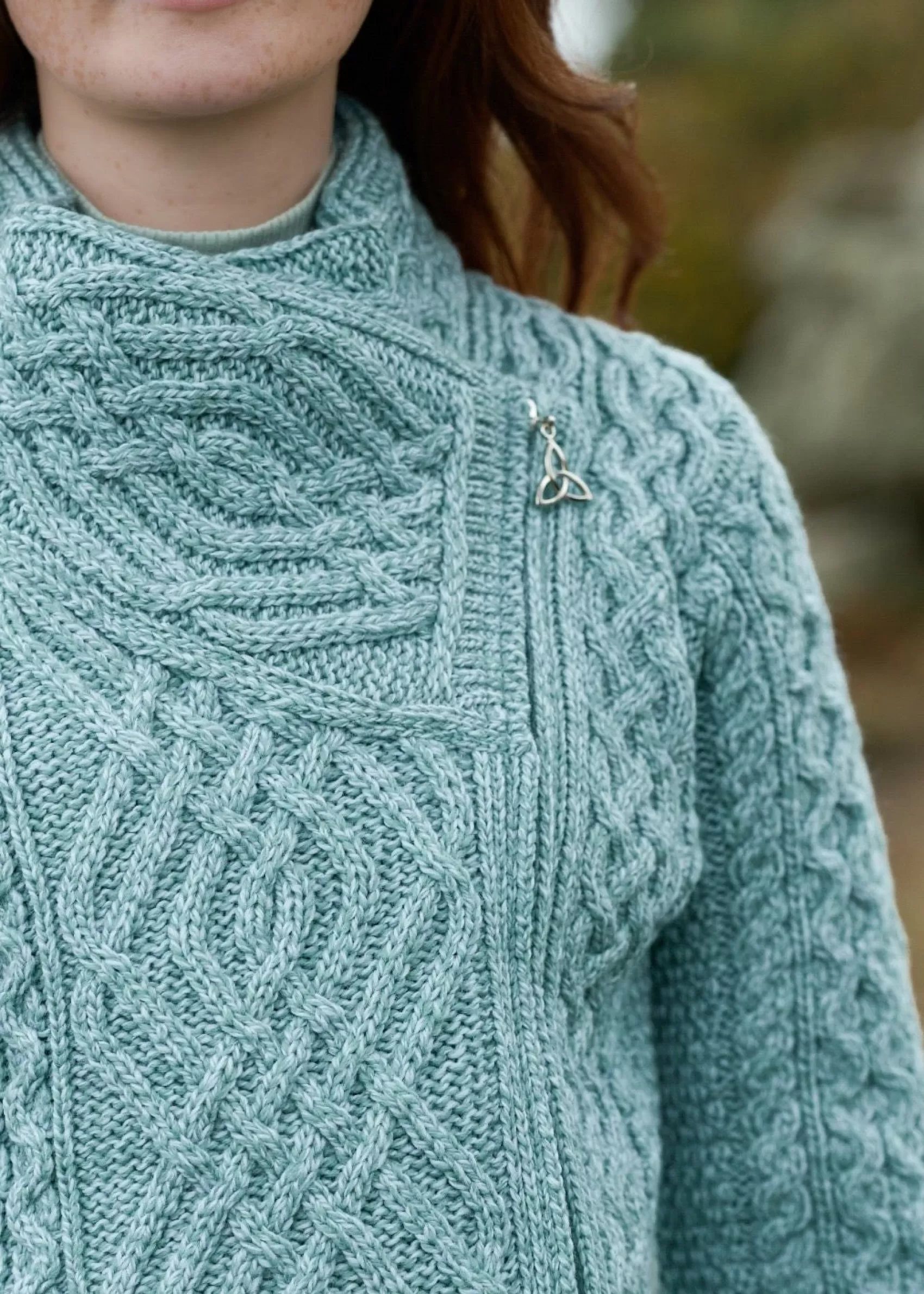 Aran Sweaters | Aran Cardigans^Aran Crafts Aran Cable Knit Side Zip Jacket | Mermaid