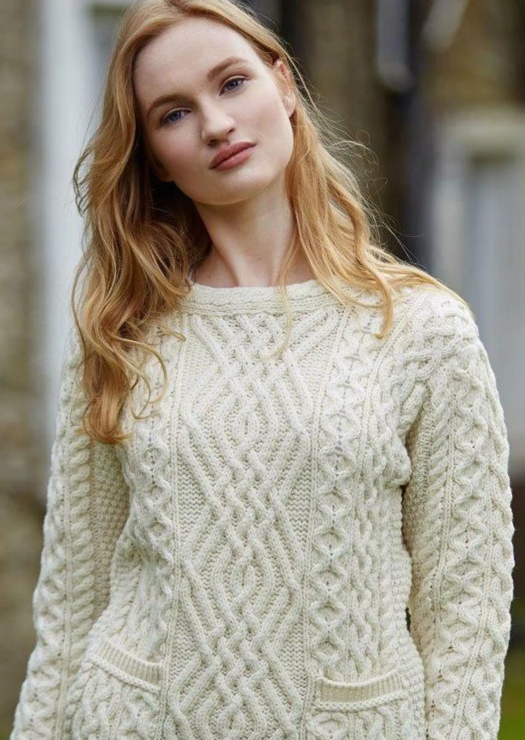 Aran Sweaters^Aran Crafts Aran Cable Knit Sweater Natural | Clearance