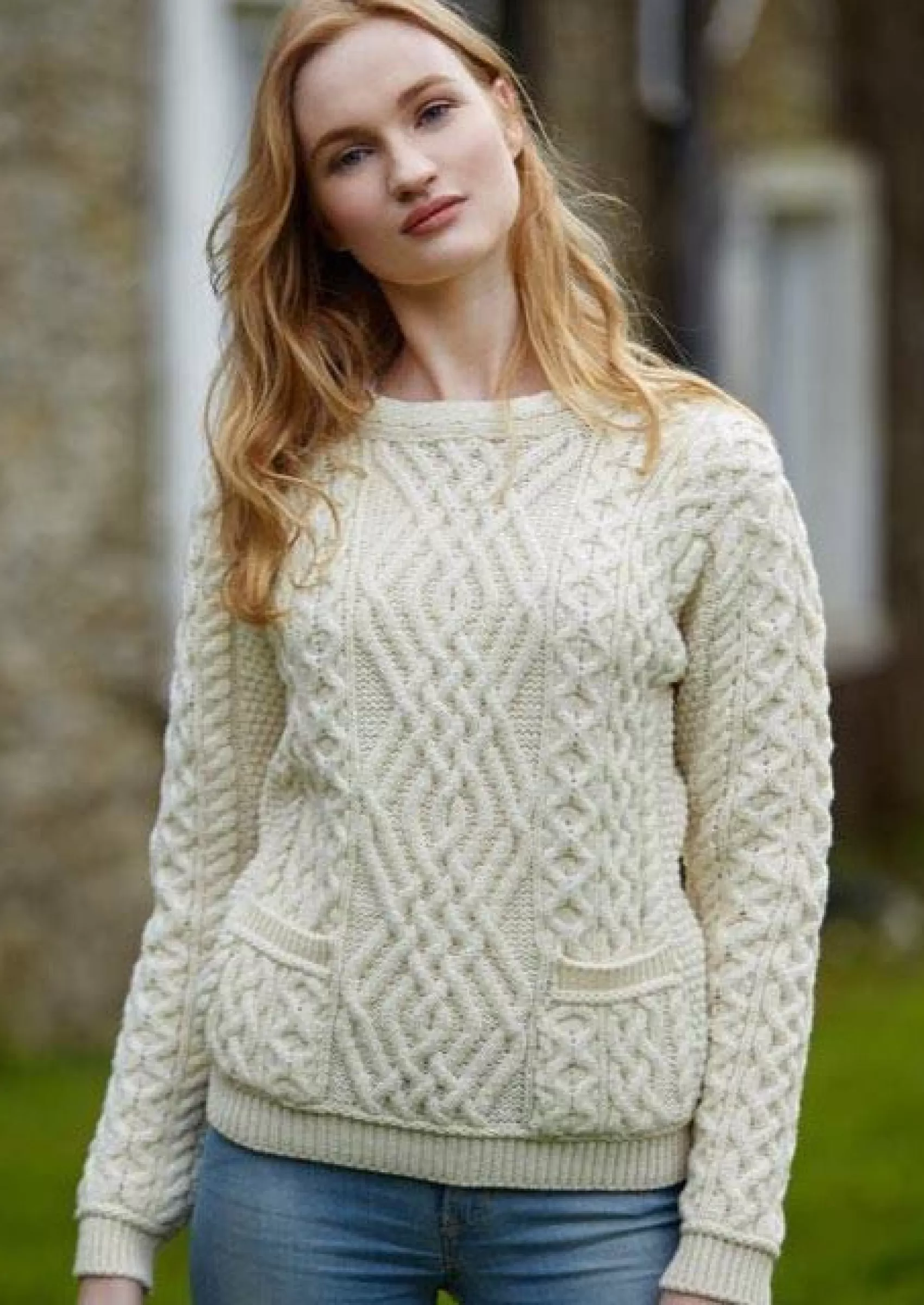 Aran Sweaters^Aran Crafts Aran Cable Knit Sweater Natural | Clearance