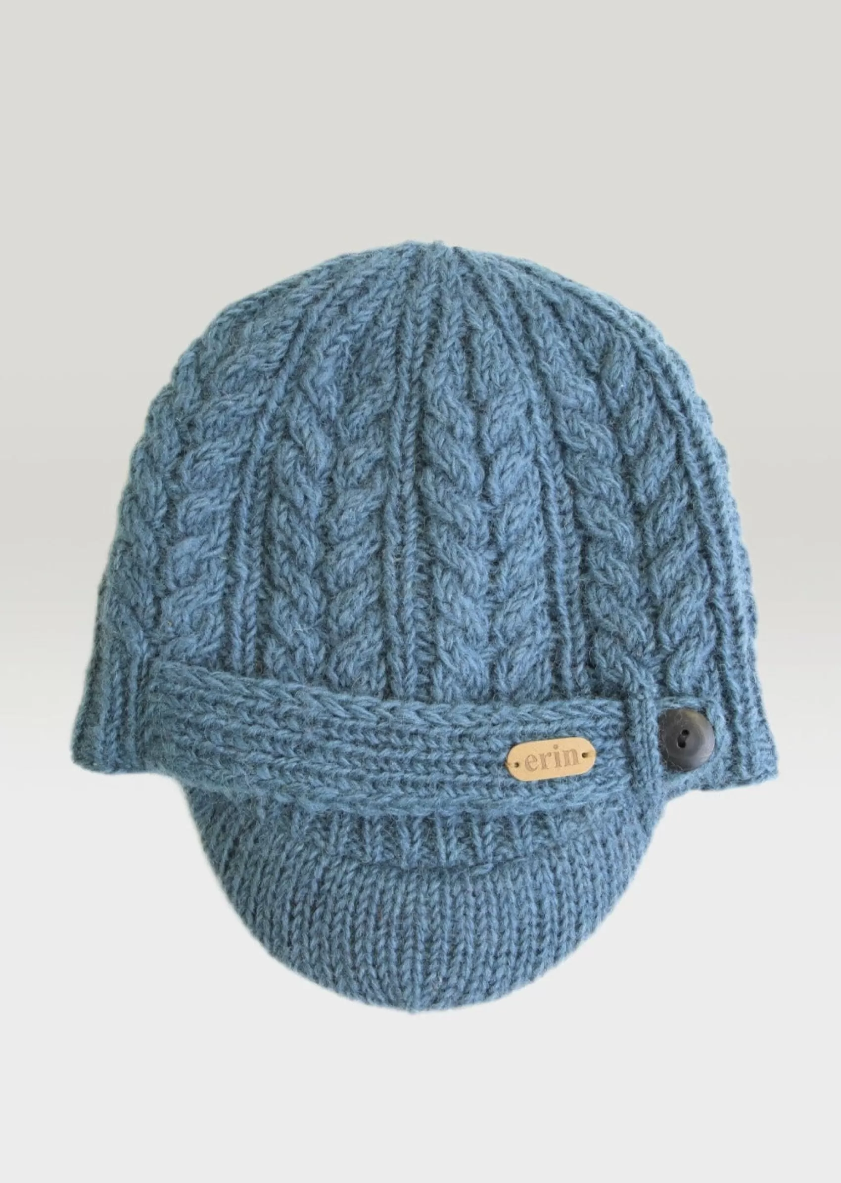 Hats & Caps^Erin Knitwear Aran Cable Peak Hat | Denim