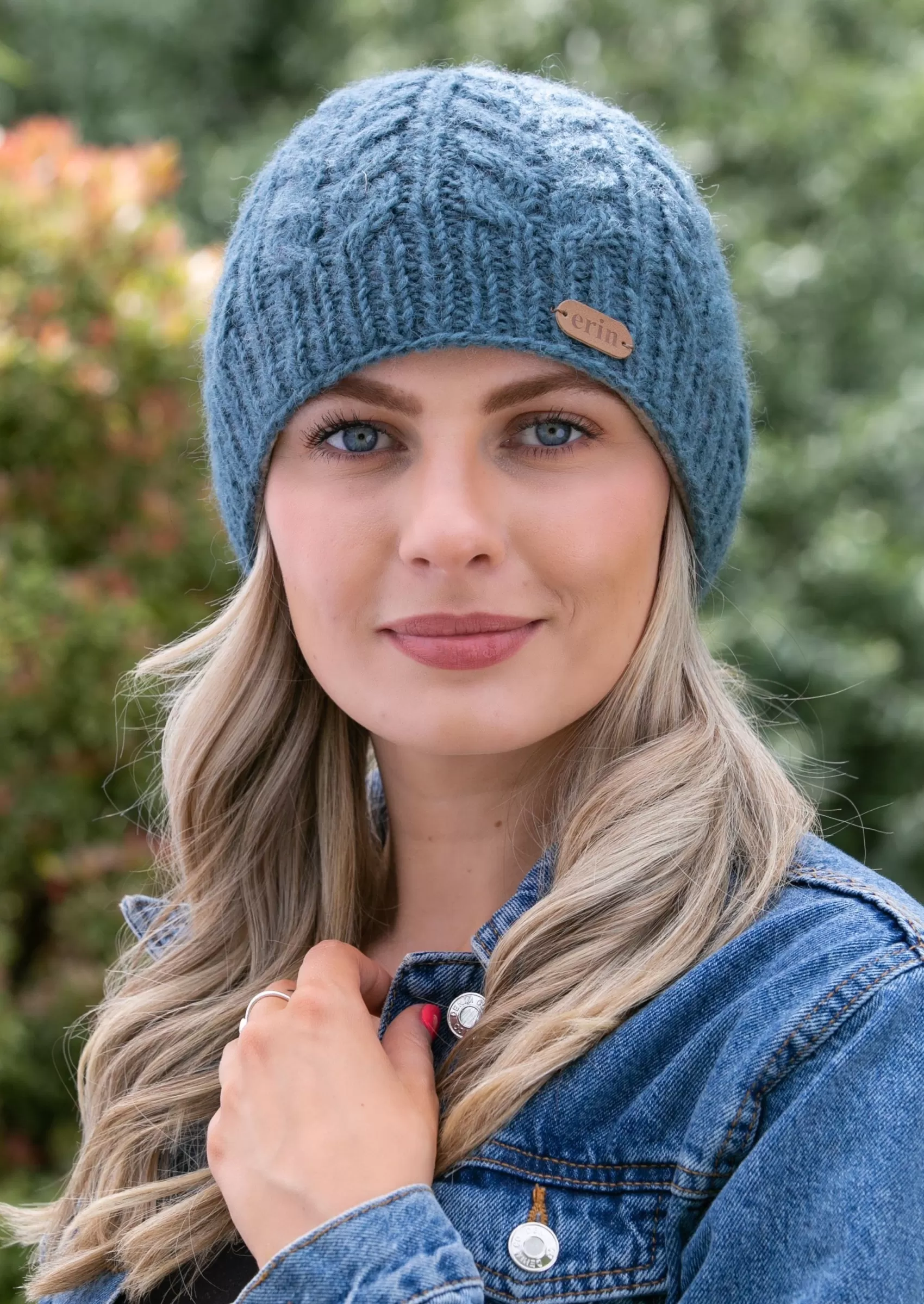 Hats & Caps^Erin Knitwear Aran Cable Pullon Hat | Denim