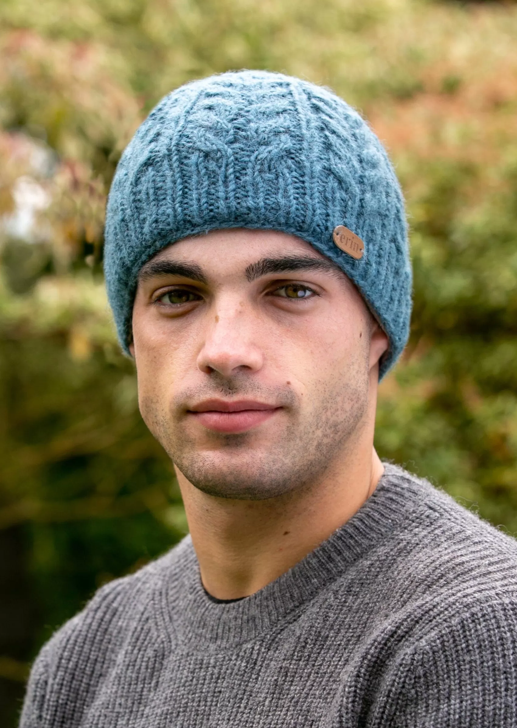 Hats & Caps^Erin Knitwear Aran Cable Pullon Hat | Denim