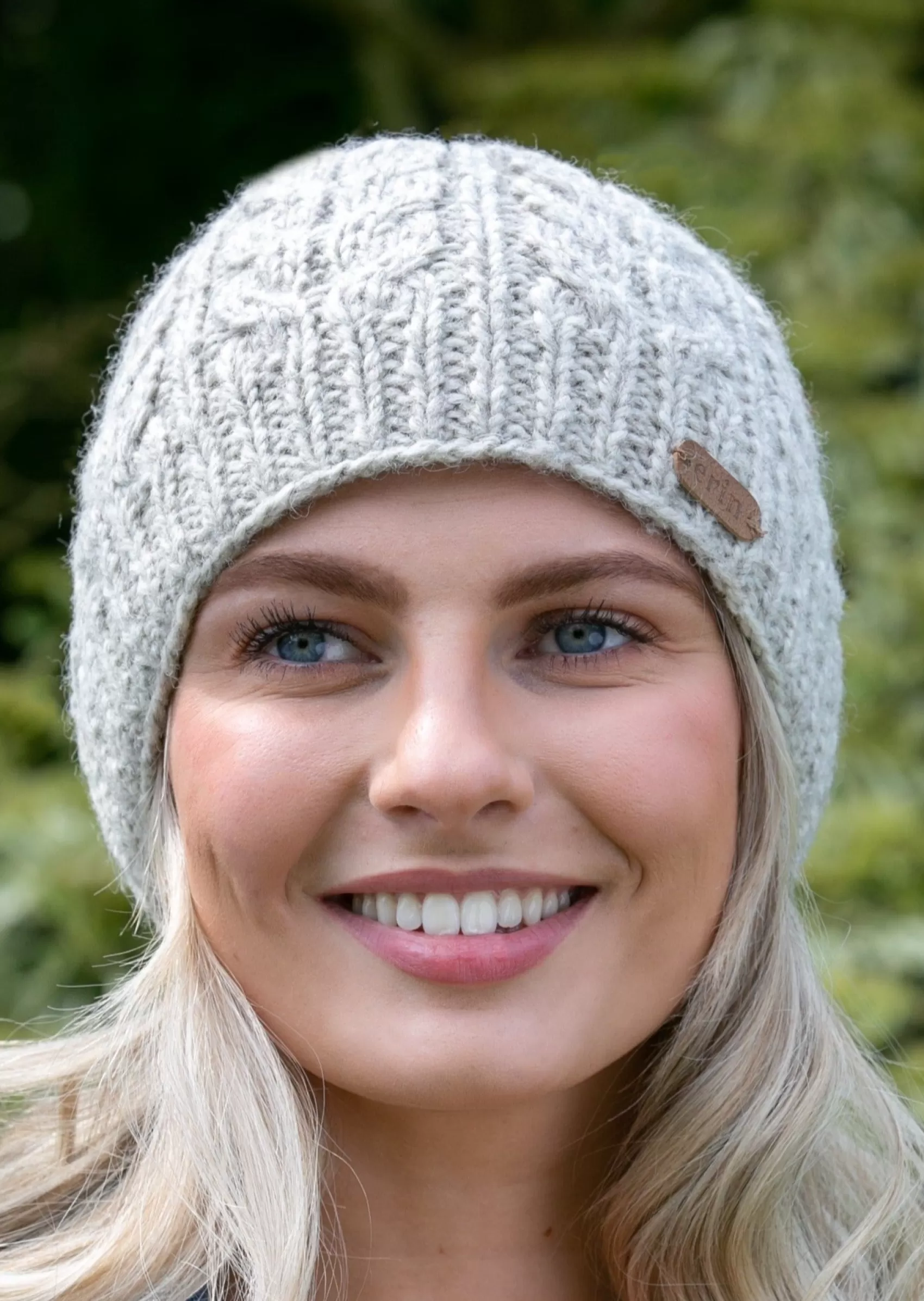 Hats & Caps^Erin Knitwear Aran Cable Pullon Hat | Oatmeal