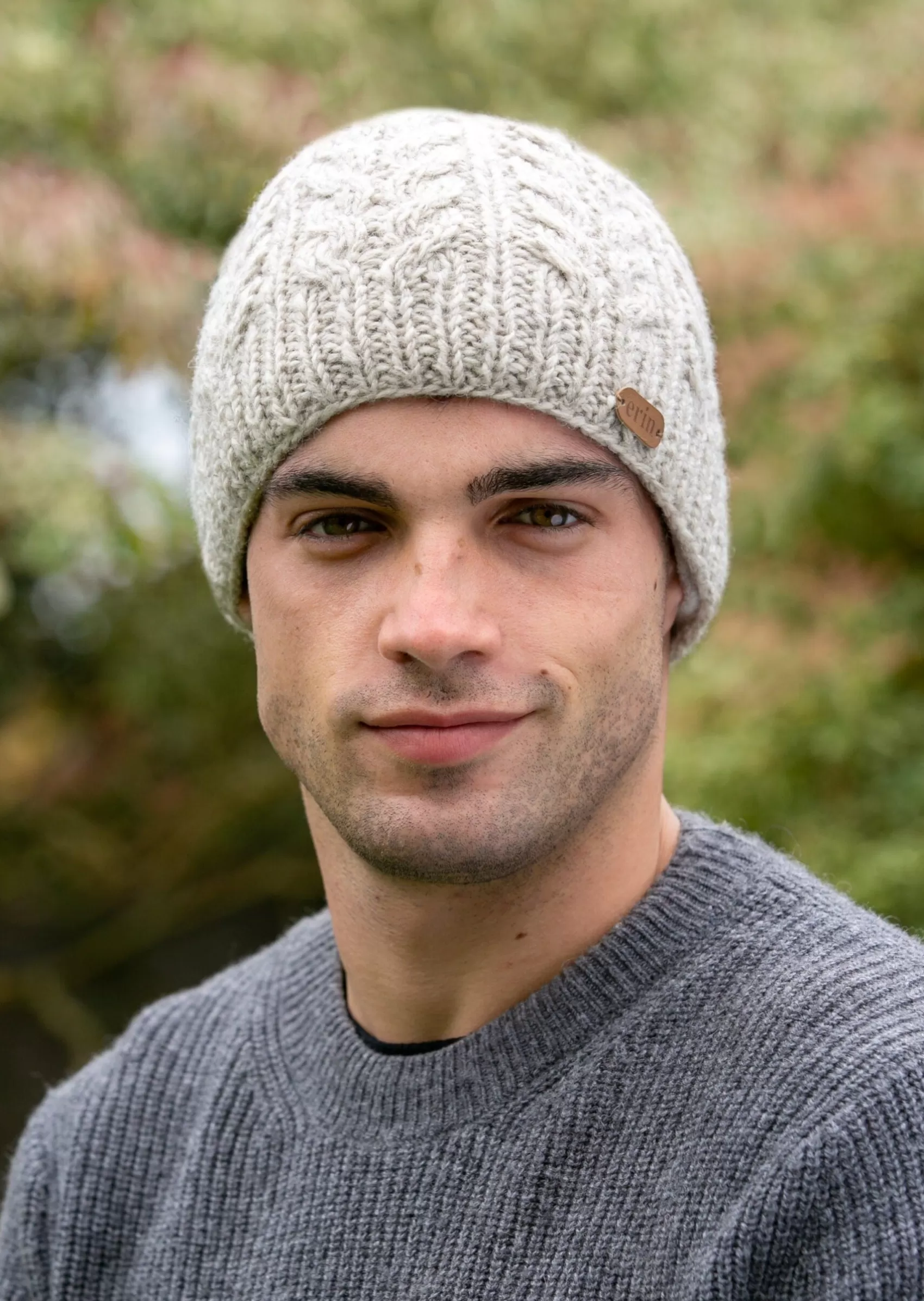 Hats & Caps^Erin Knitwear Aran Cable Pullon Hat | Oatmeal