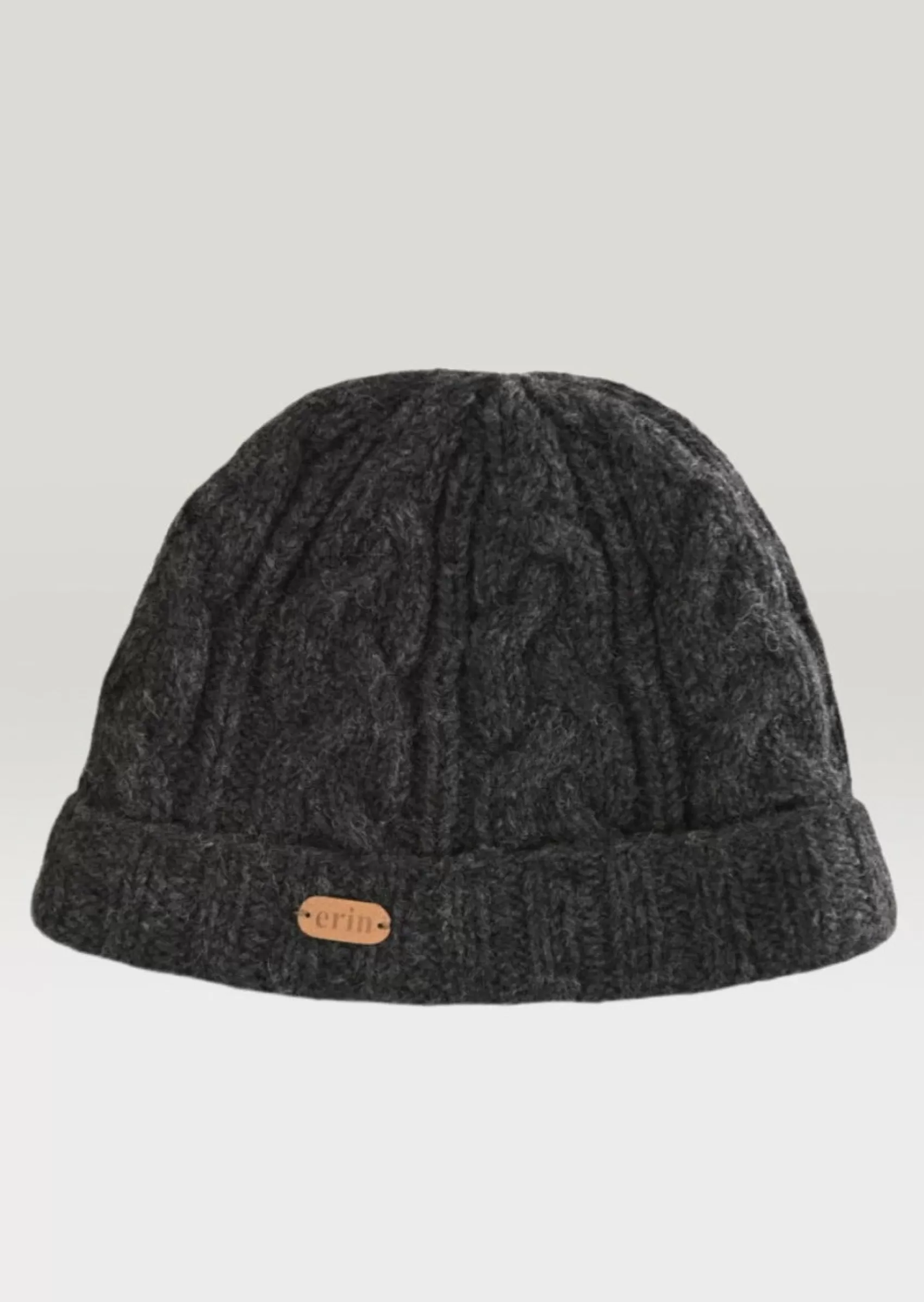 Wool Hats^Erin Knitwear Aran Cable Turnup Hat | Charcoal