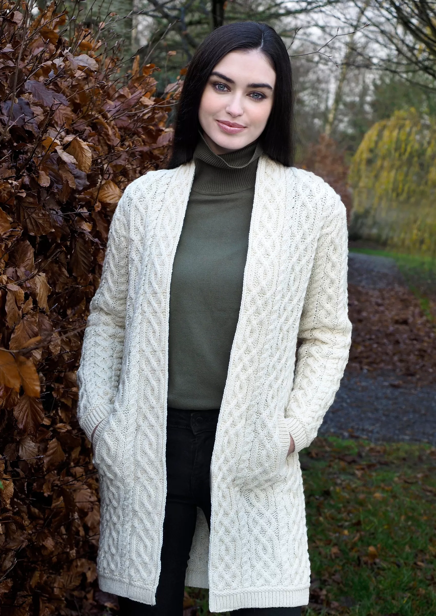 Aran Sweaters | Aran Cardigans^Aran Crafts Aran Celtic Braid Edge Coat | Natural