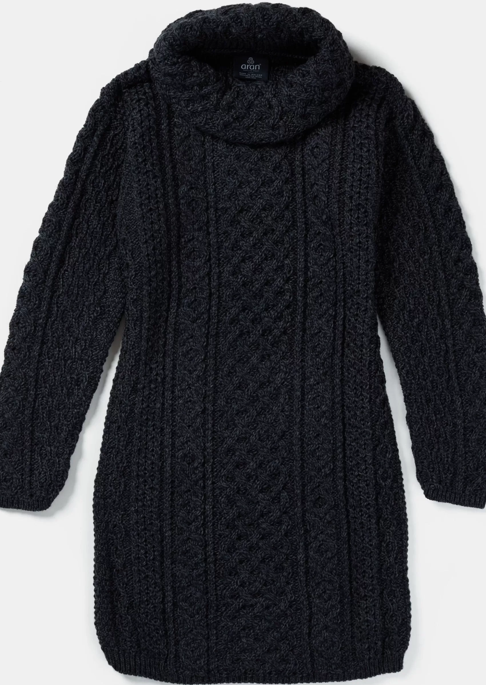 Aran Sweaters^Aran Woollen Mills Aran Cowl Neck Dress | Charcoal