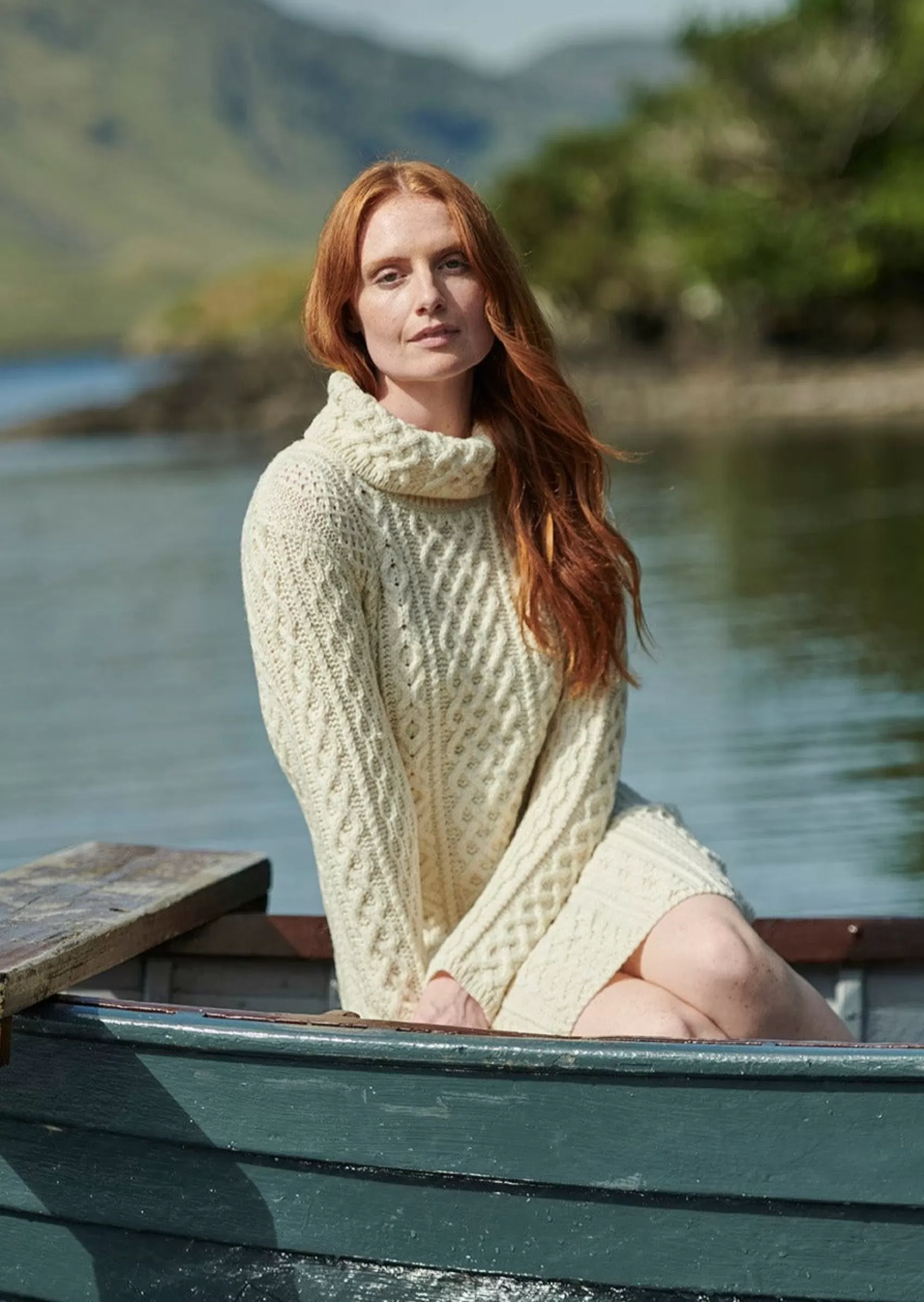 Aran Sweaters^Aran Woollen Mills Aran Cowl Neck Dress | Natural