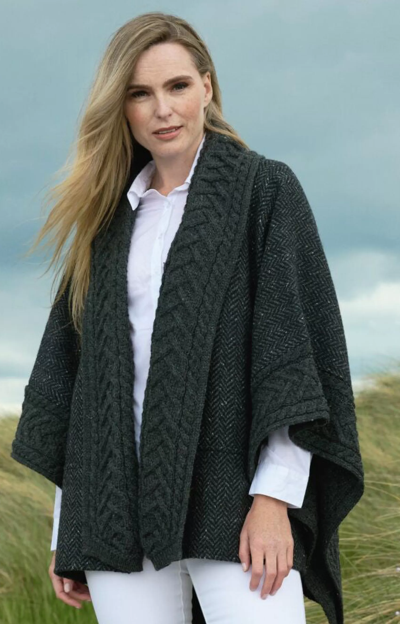 Ponchos / Capes / Shawls^Aran Crafts Ashbourne Tweed Cape | Charcoal