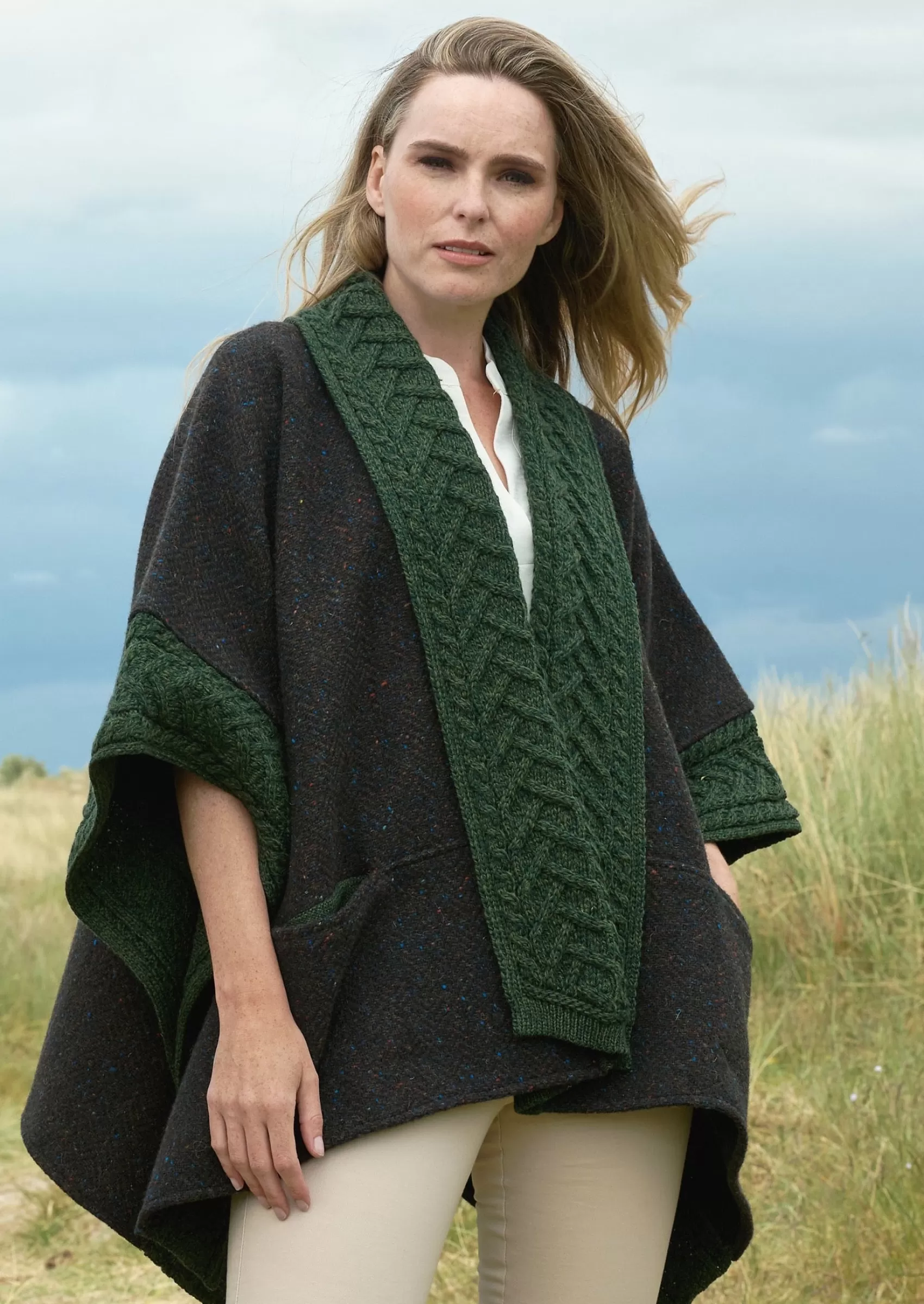 Ponchos / Capes / Shawls^Aran Crafts Ashbourne Tweed Cape | Green