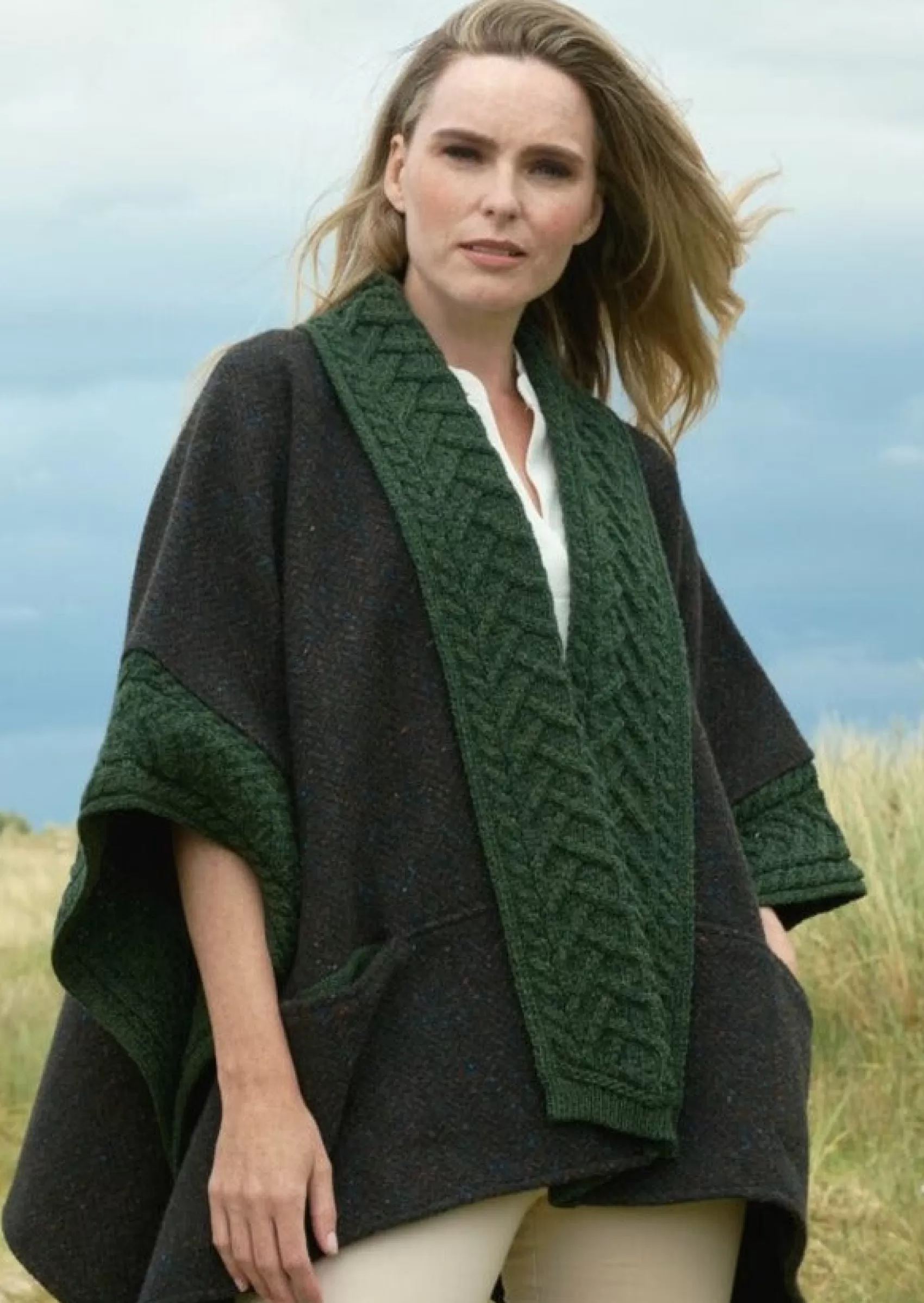 Ponchos / Capes / Shawls^Aran Crafts Ashbourne Tweed Cape | Green