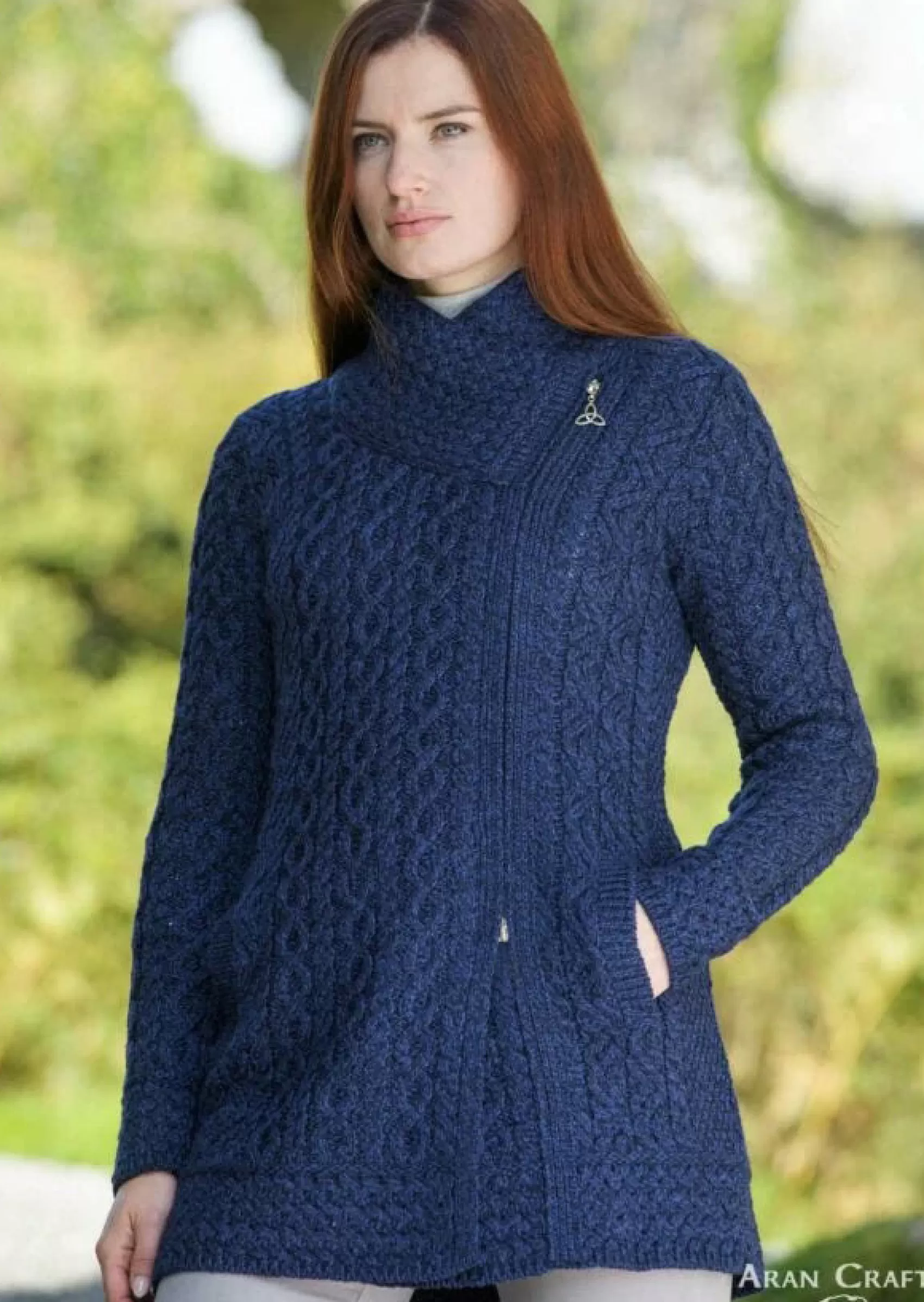 Aran Sweaters | Aran Cardigans^Aran Crafts Athenry Asymmetric Coat | Blue