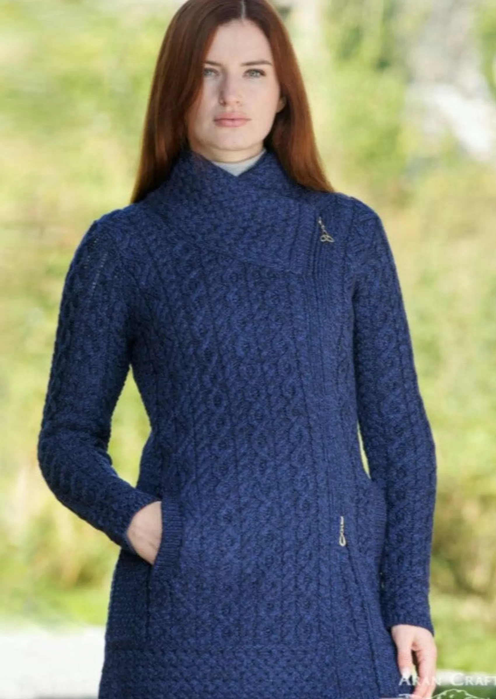 Aran Sweaters | Aran Cardigans^Aran Crafts Athenry Asymmetric Coat | Blue