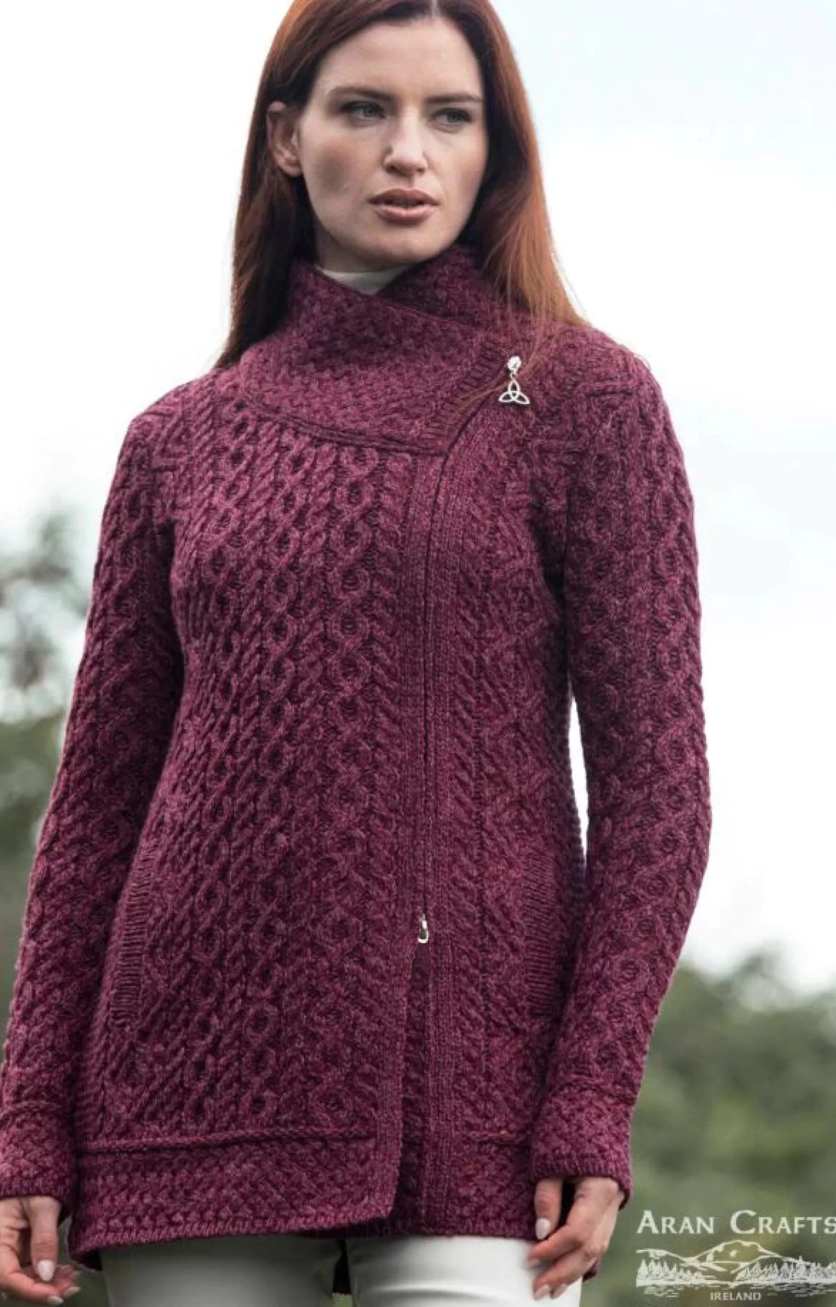 Aran Sweaters | Aran Cardigans^Aran Crafts Athenry Asymmetric Coat | Purple