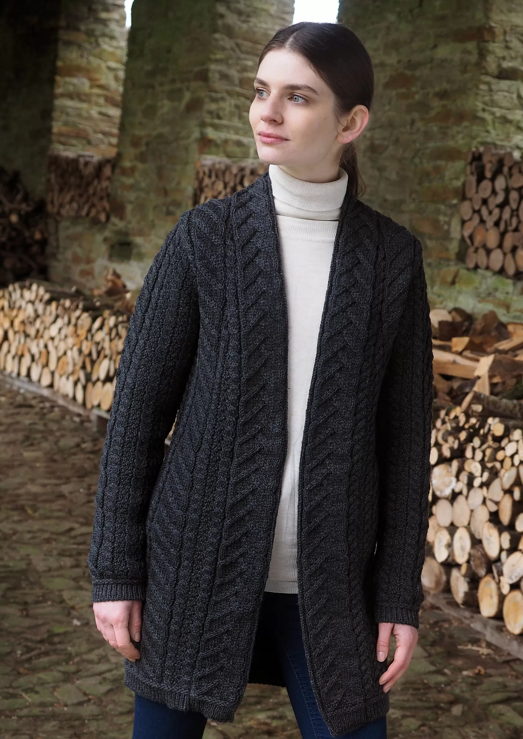 Aran Sweaters | Aran Cardigans^Aran Crafts Bandon Coat | Charcoal