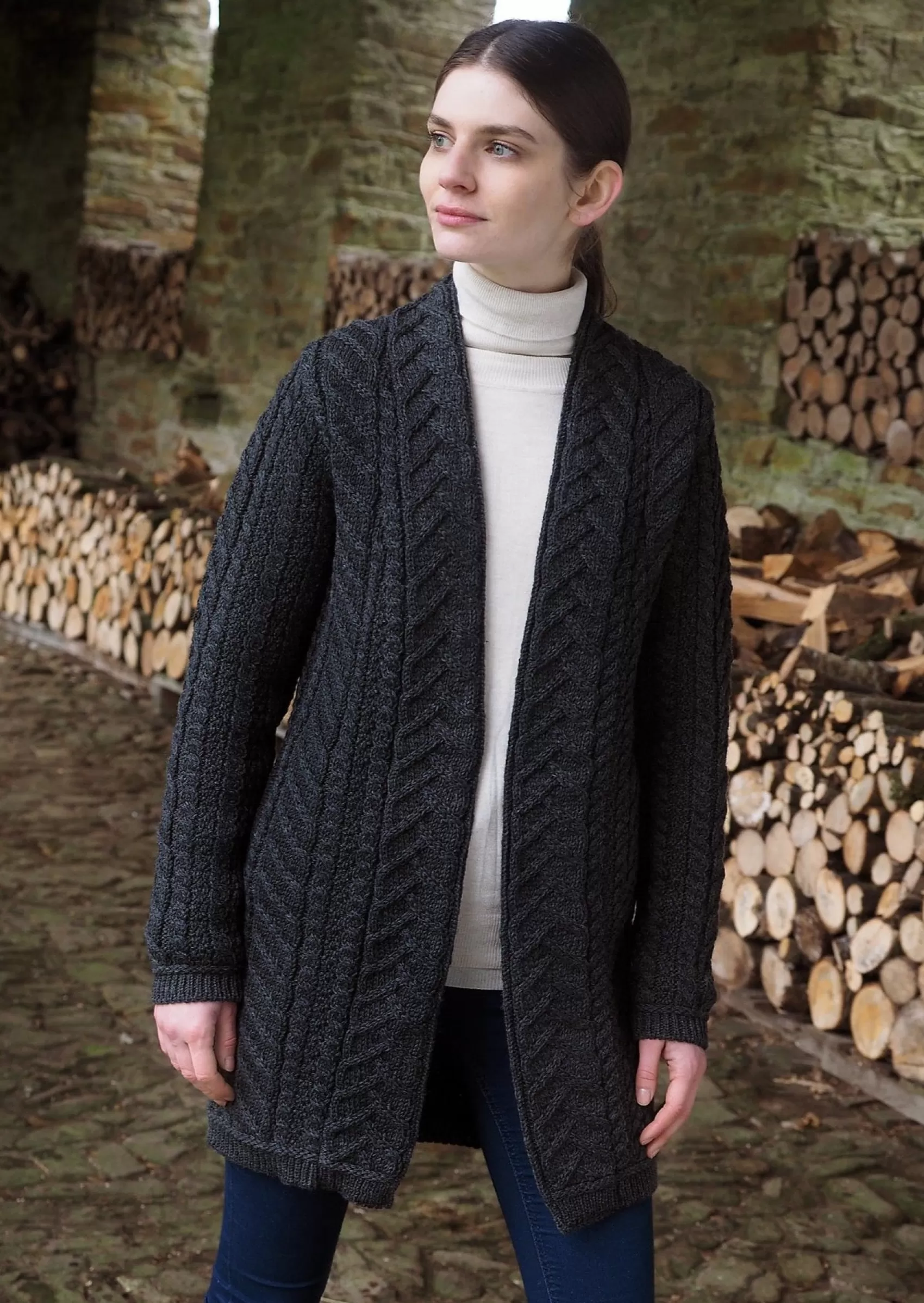 Aran Sweaters | Aran Cardigans^Aran Crafts Bandon Coat | Charcoal