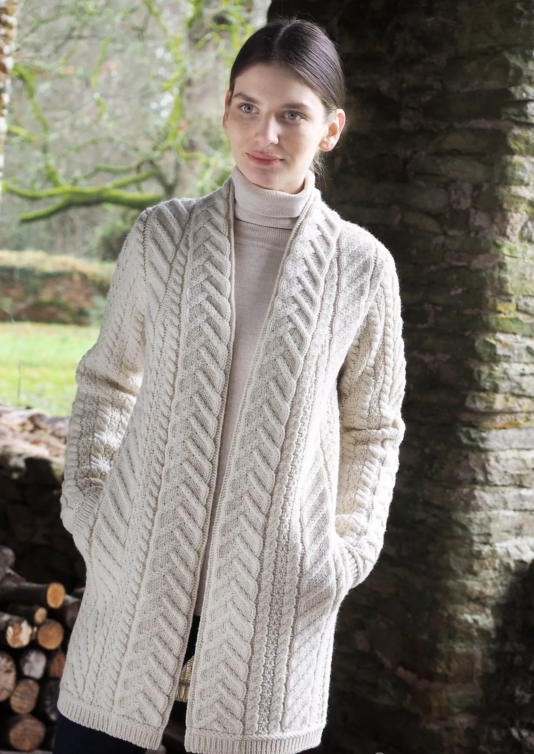 Aran Sweaters | Aran Cardigans^Aran Crafts Bandon Coat | Natural