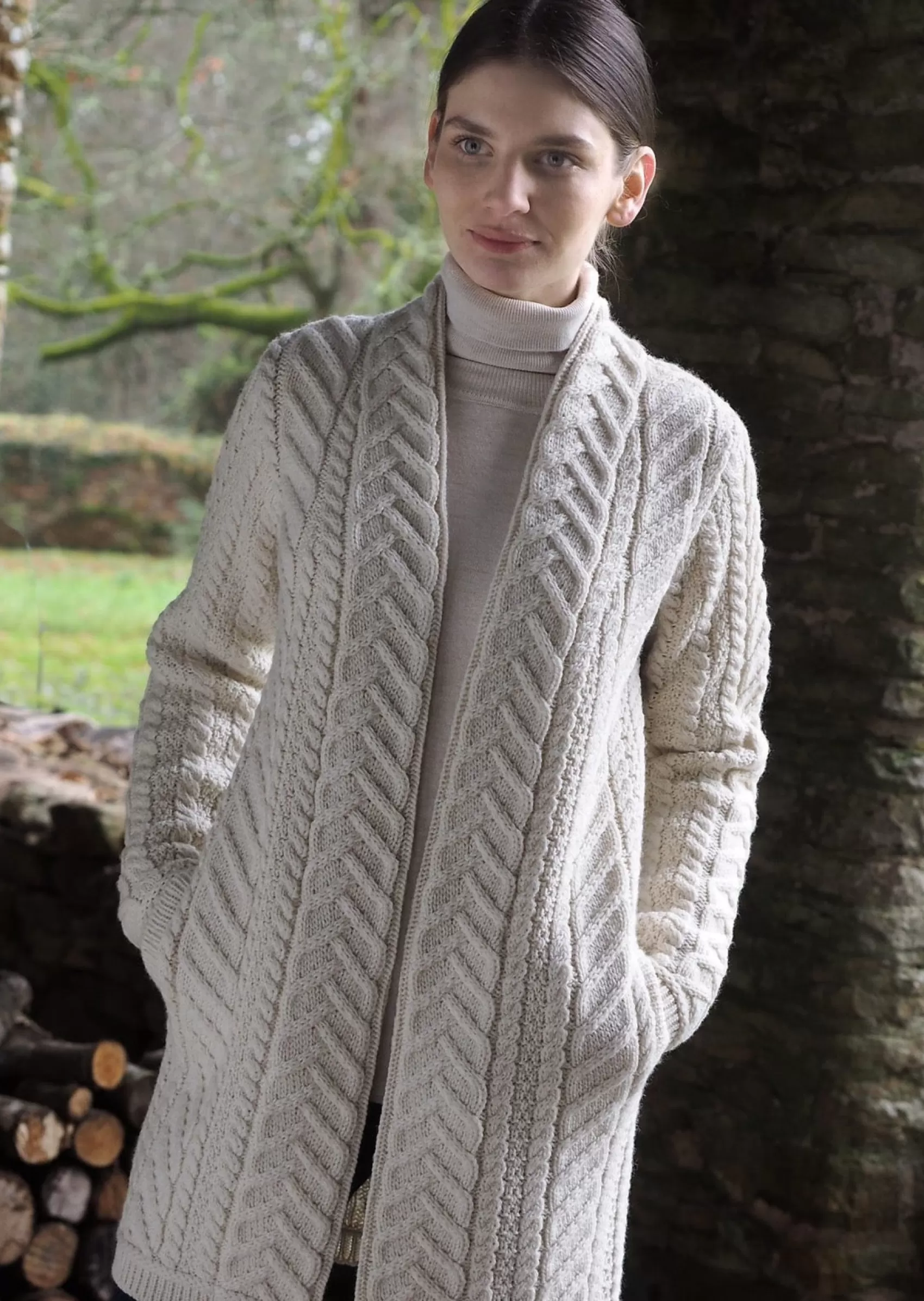 Aran Sweaters | Aran Cardigans^Aran Crafts Bandon Coat | Natural