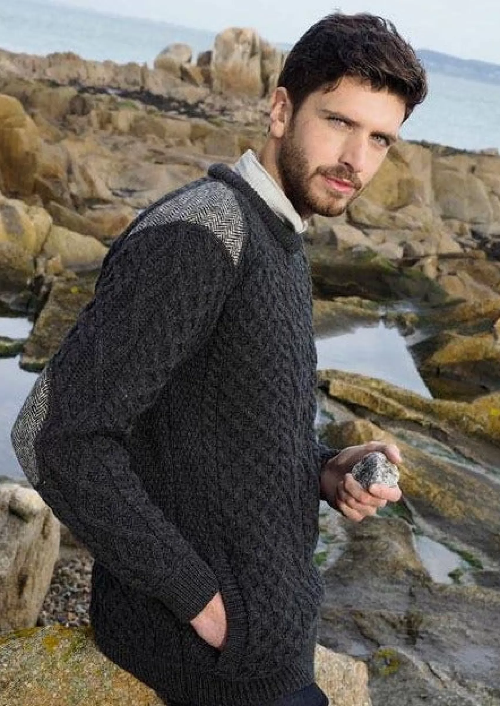 Aran Sweaters^Aran Crafts Crew Neck Tweed Sweater | Charcoal