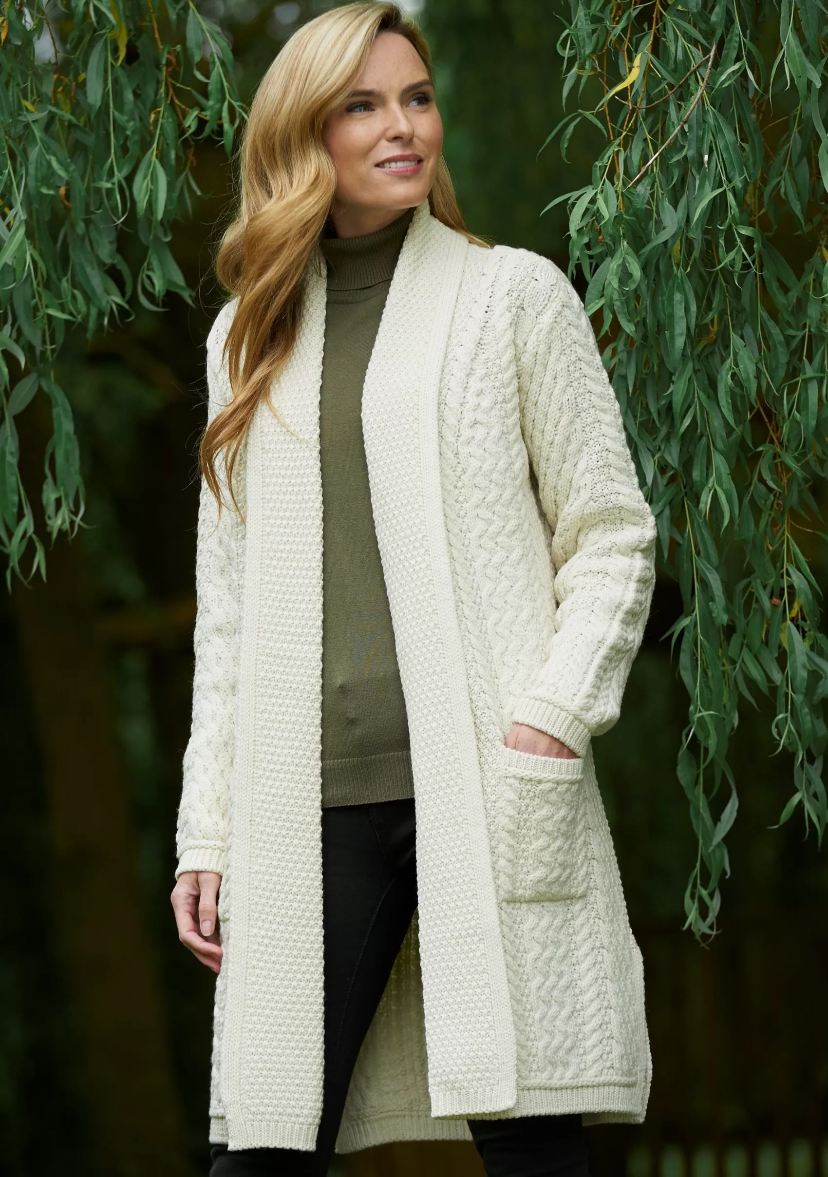 Aran Sweaters | Aran Cardigans^Aran Crafts Edge To Edge Coat | Natural