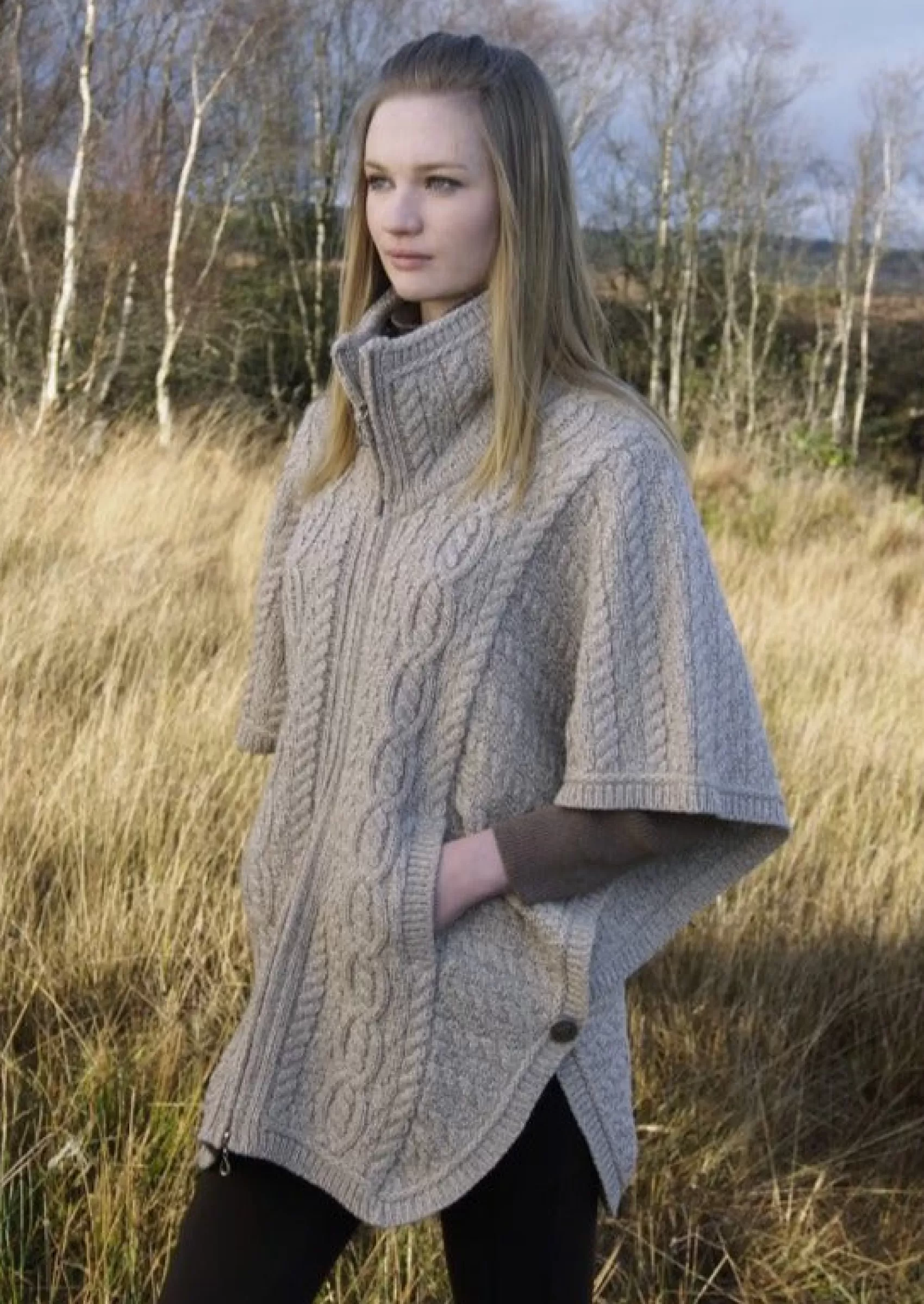 Aran Sweaters | Aran Cardigans^Aran Crafts Funnel Neck Cardigan | Oatmeal