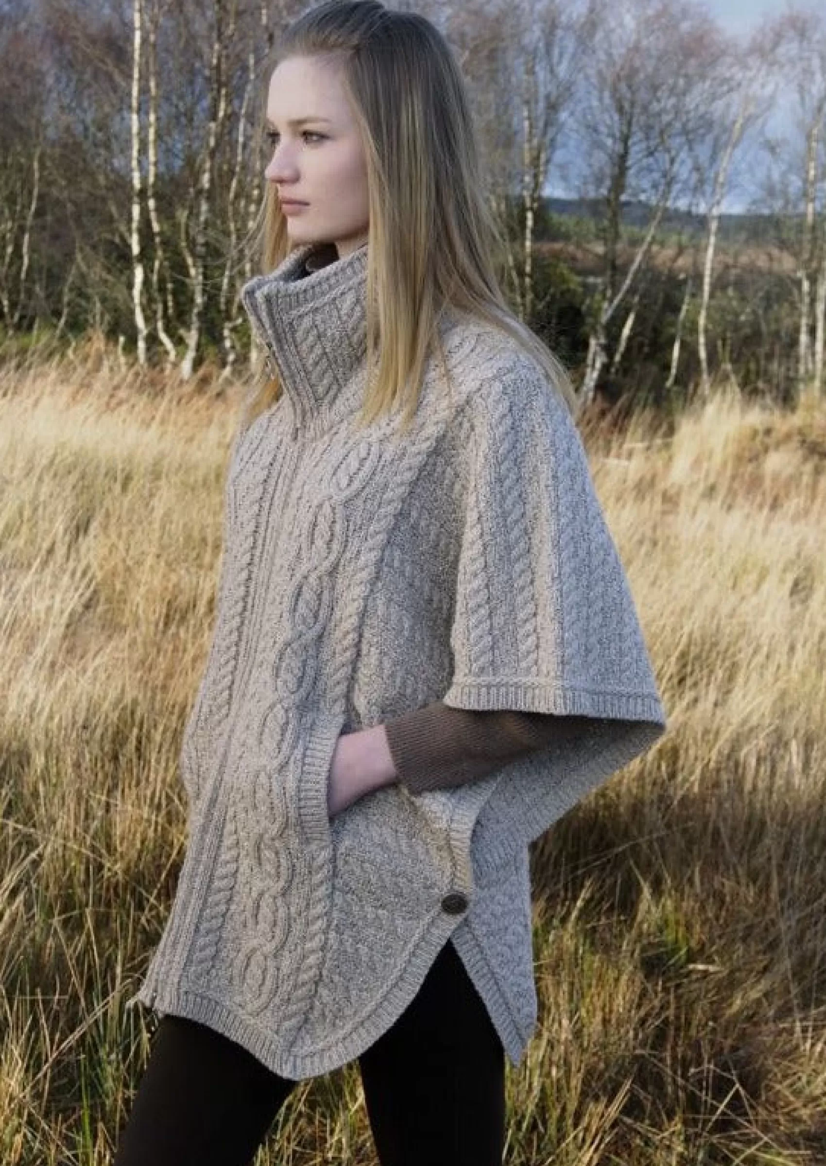 Aran Sweaters | Aran Cardigans^Aran Crafts Funnel Neck Cardigan | Oatmeal