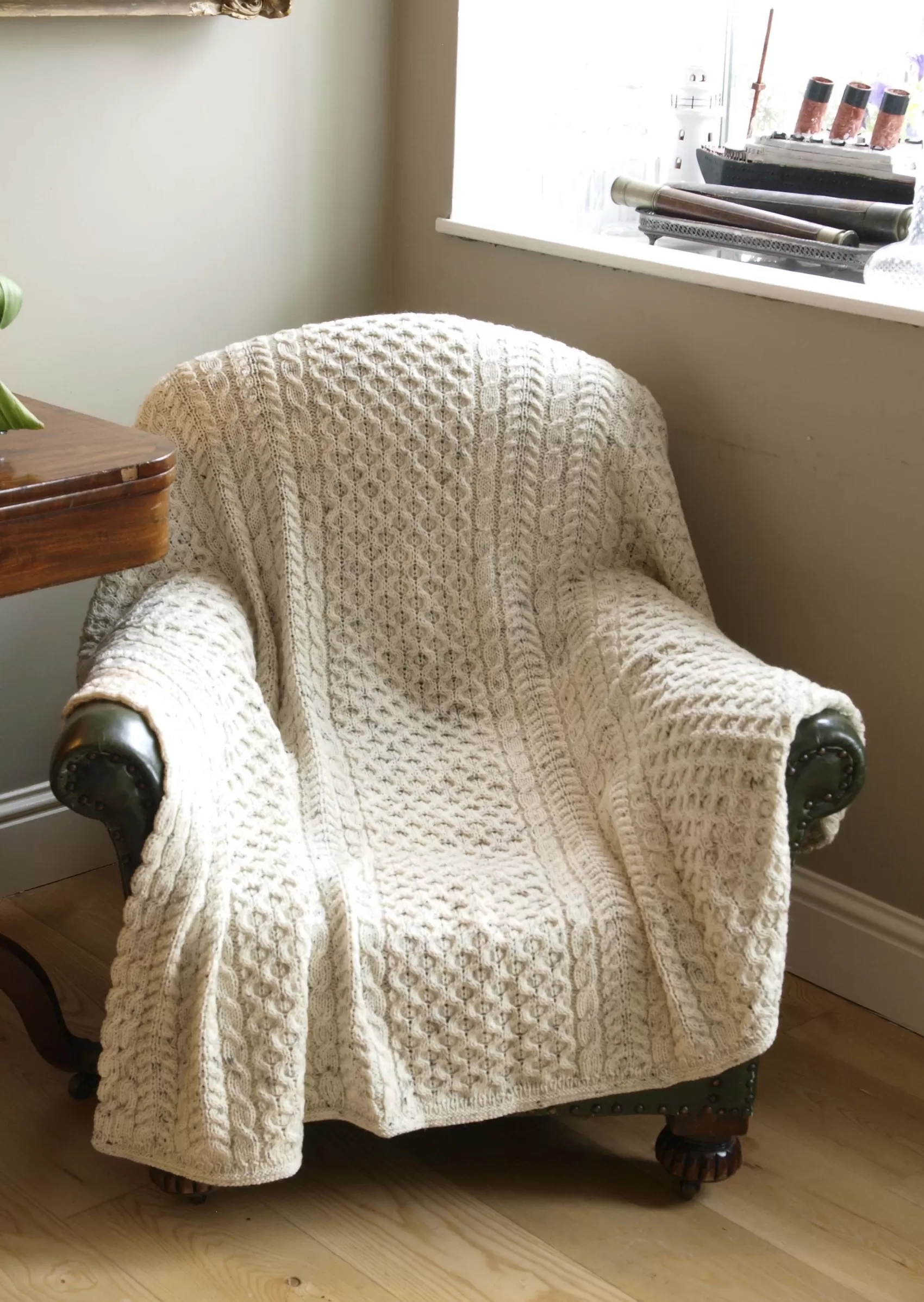 Blankets & Throws | Wool Blankets^Aran Crafts Honeycomb Wool Throw | Oatmeal