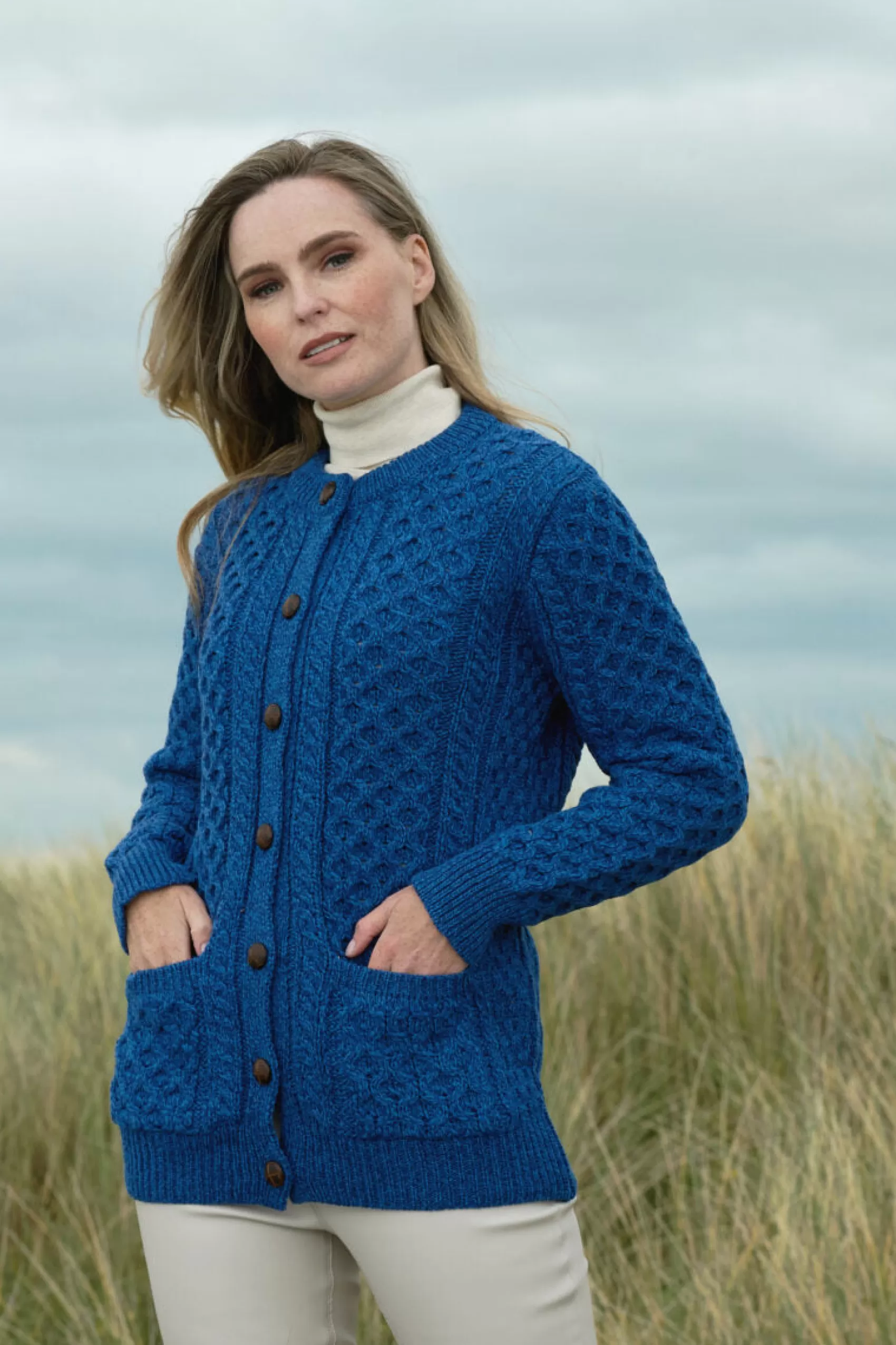 Aran Sweaters | Aran Cardigans^Aran Crafts Lumber Cardigan | Blue