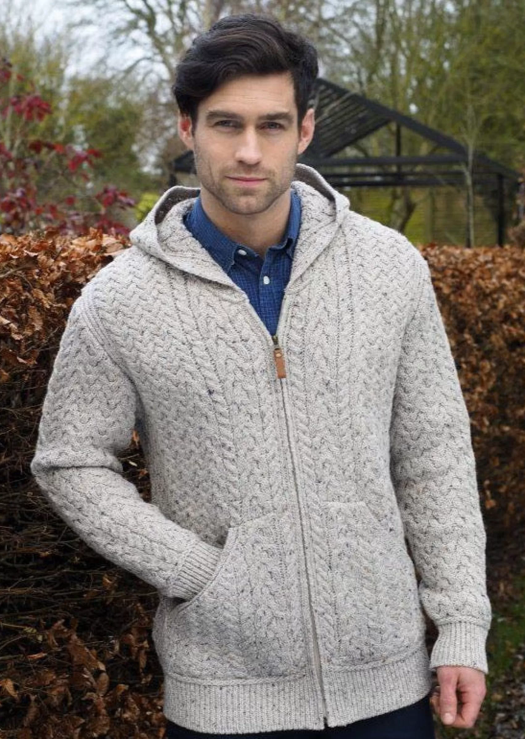 Aran Sweaters | Aran Cardigans^Aran Crafts Men’s Hooded Cardigan | Oatmeal