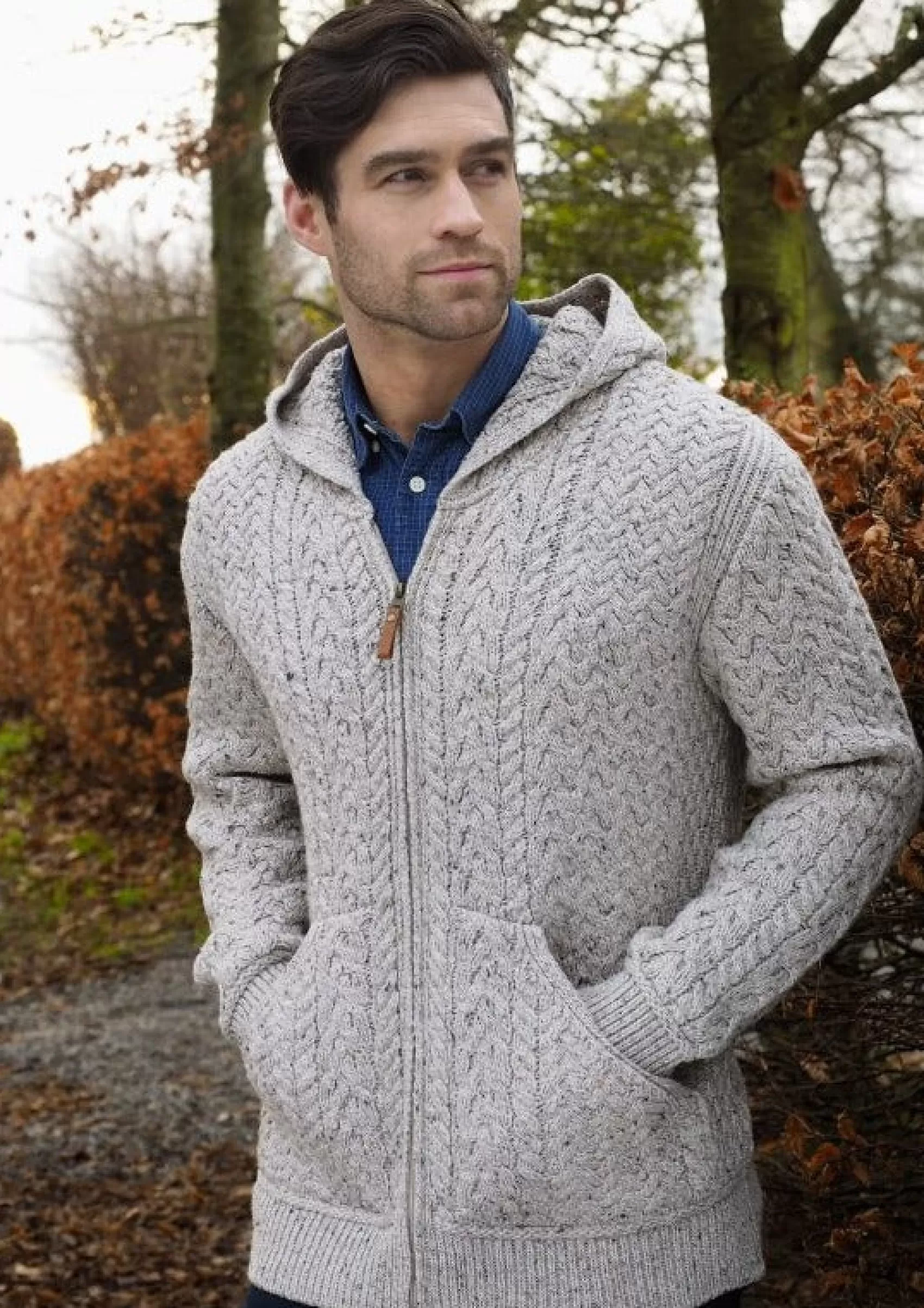 Aran Sweaters | Aran Cardigans^Aran Crafts Men’s Hooded Cardigan | Oatmeal