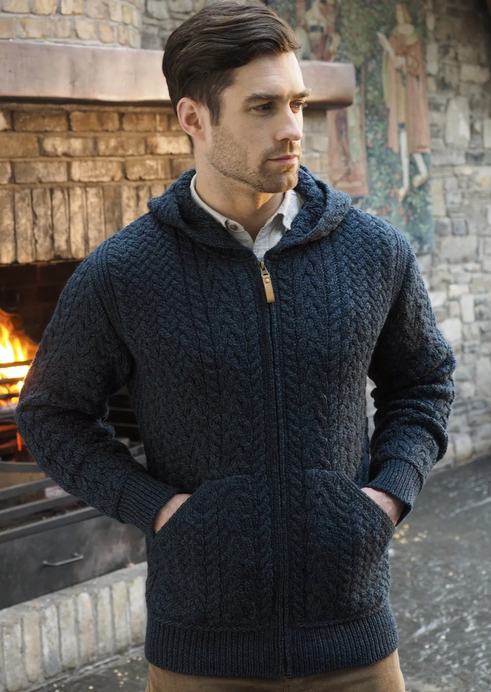 Aran Sweaters | Aran Cardigans^Aran Crafts Men’s Hooded Cardigan | Sherwood