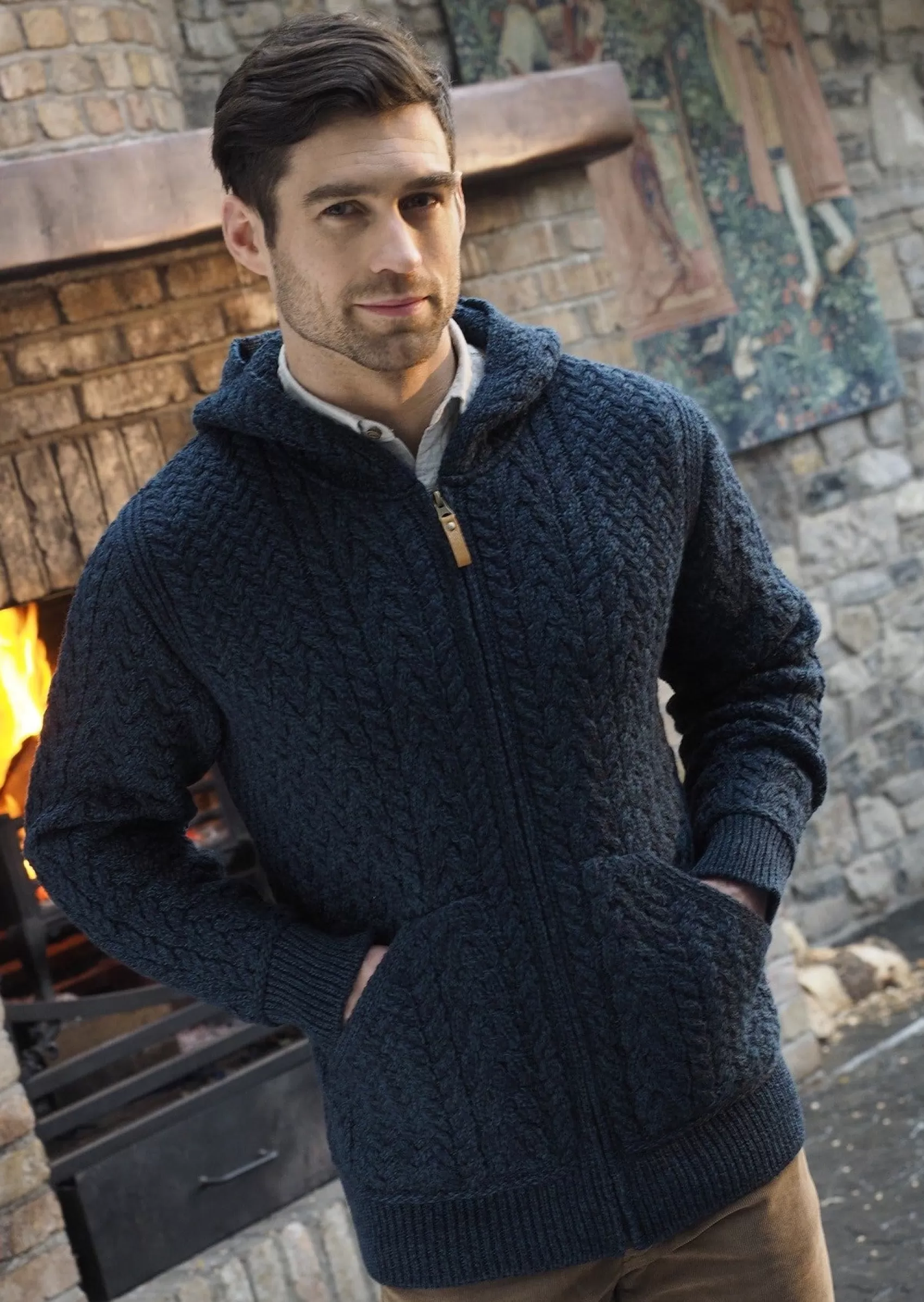 Aran Sweaters | Aran Cardigans^Aran Crafts Men’s Hooded Cardigan | Sherwood