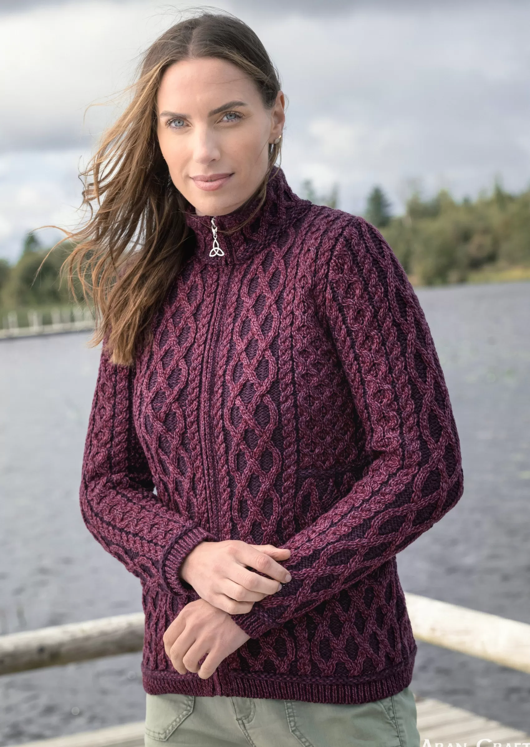 Aran Sweaters | Aran Cardigans^Aran Crafts Plated Zip Cardigan | Purple