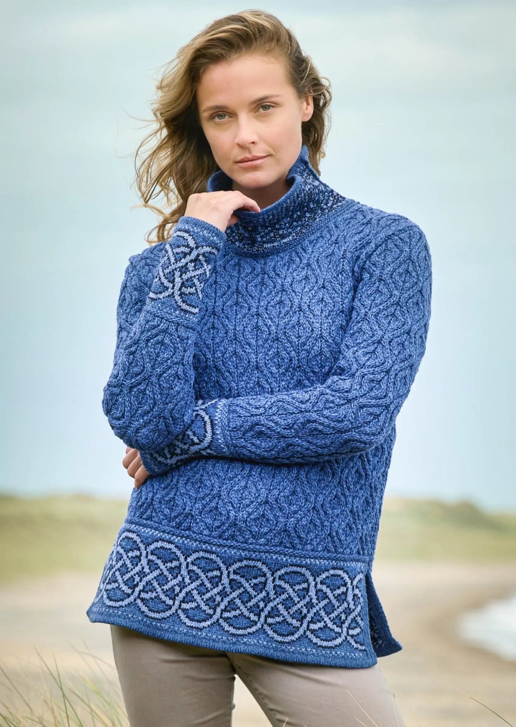 Aran Sweaters^Aran Crafts Women's Celtic Design Sweater | Blue