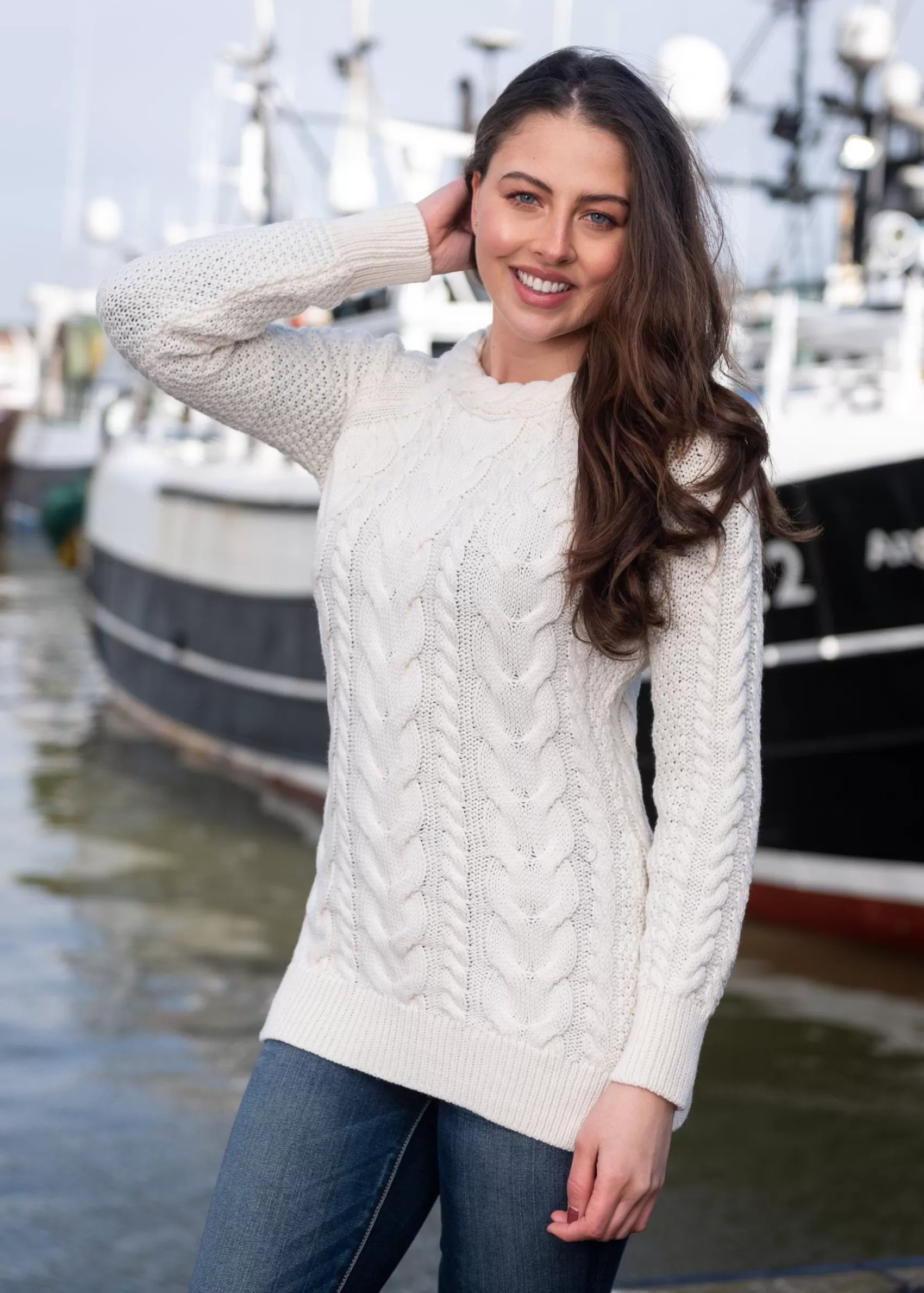 Aran Sweaters^Original Aran Company Aran Crew Neck Cashmere Sweater | Natural