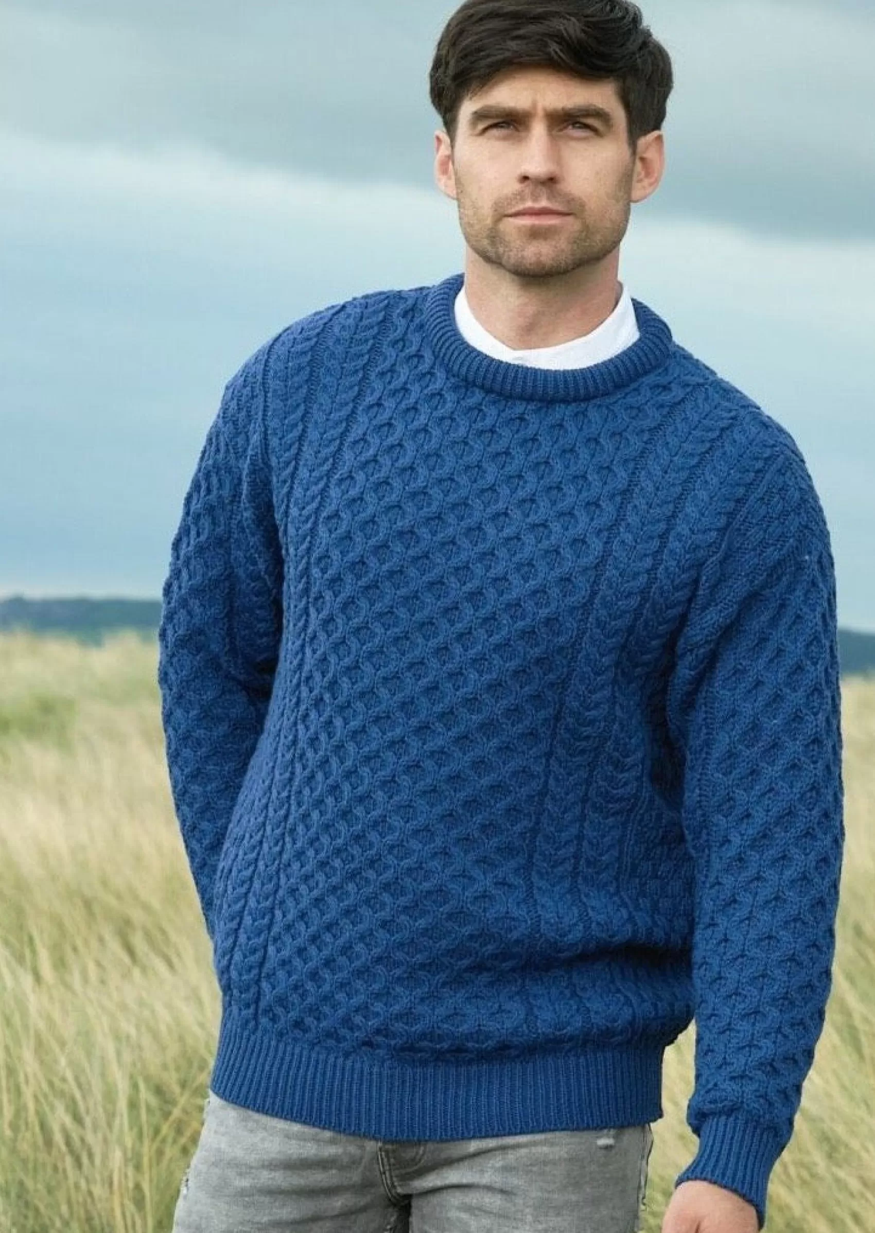 Aran Sweaters | Aran Sweaters^Aran Crafts Aran Crew Neck Merino Sweater | Blue