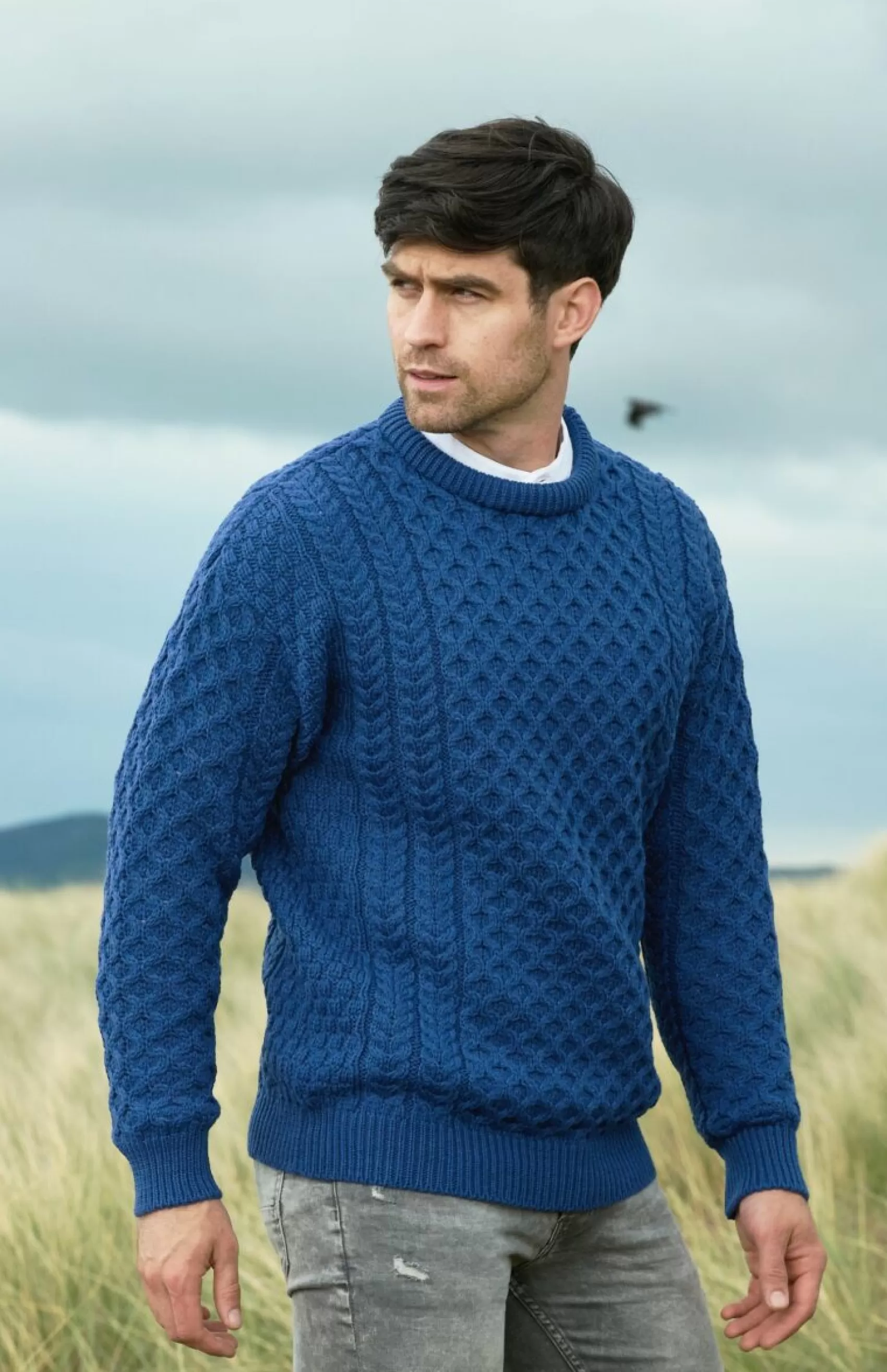 Aran Sweaters | Aran Sweaters^Aran Crafts Aran Crew Neck Merino Sweater | Blue