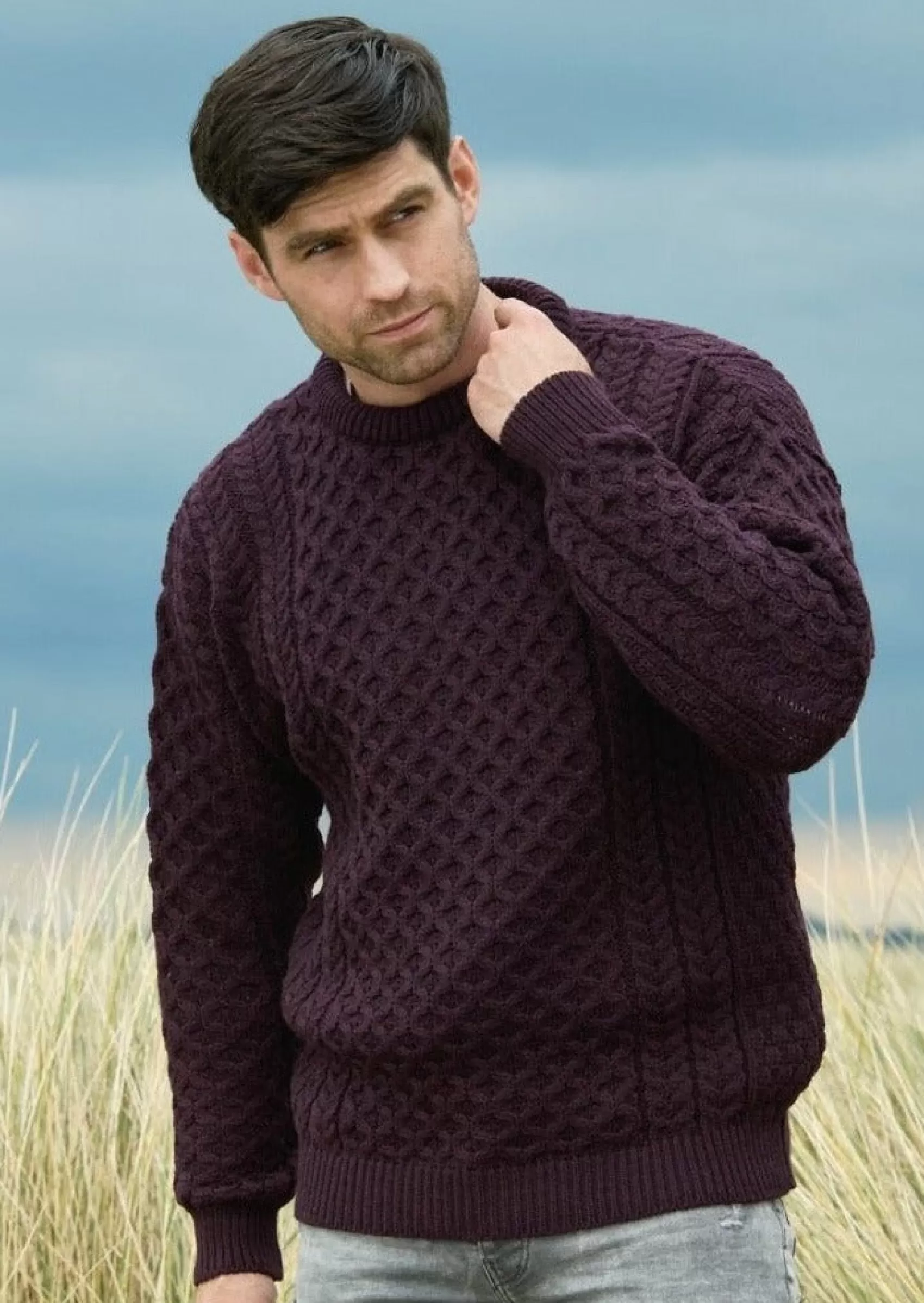 Aran Sweaters | Aran Sweaters^Aran Crafts Aran Crew Neck Merino Sweater | Plum