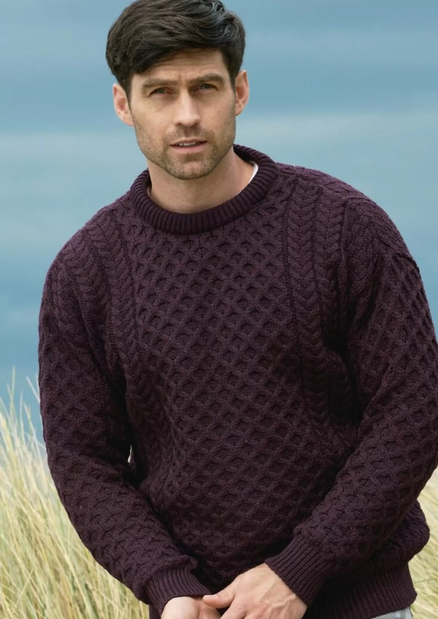 Aran Sweaters | Aran Sweaters^Aran Crafts Aran Crew Neck Merino Sweater | Plum