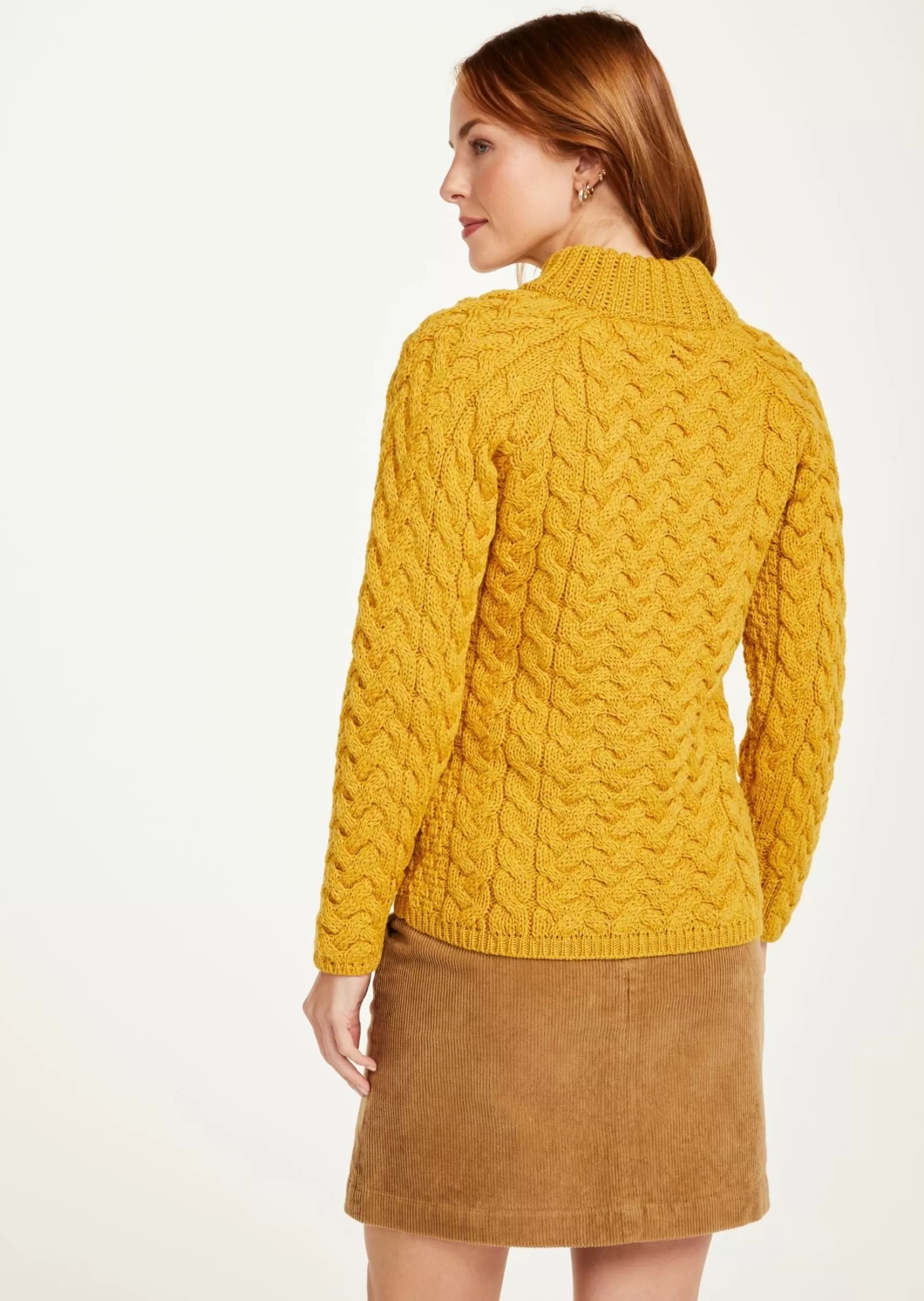 Aran Sweaters^Aran Woollen Mills Aran Crew Neck Sweater | Sunflower