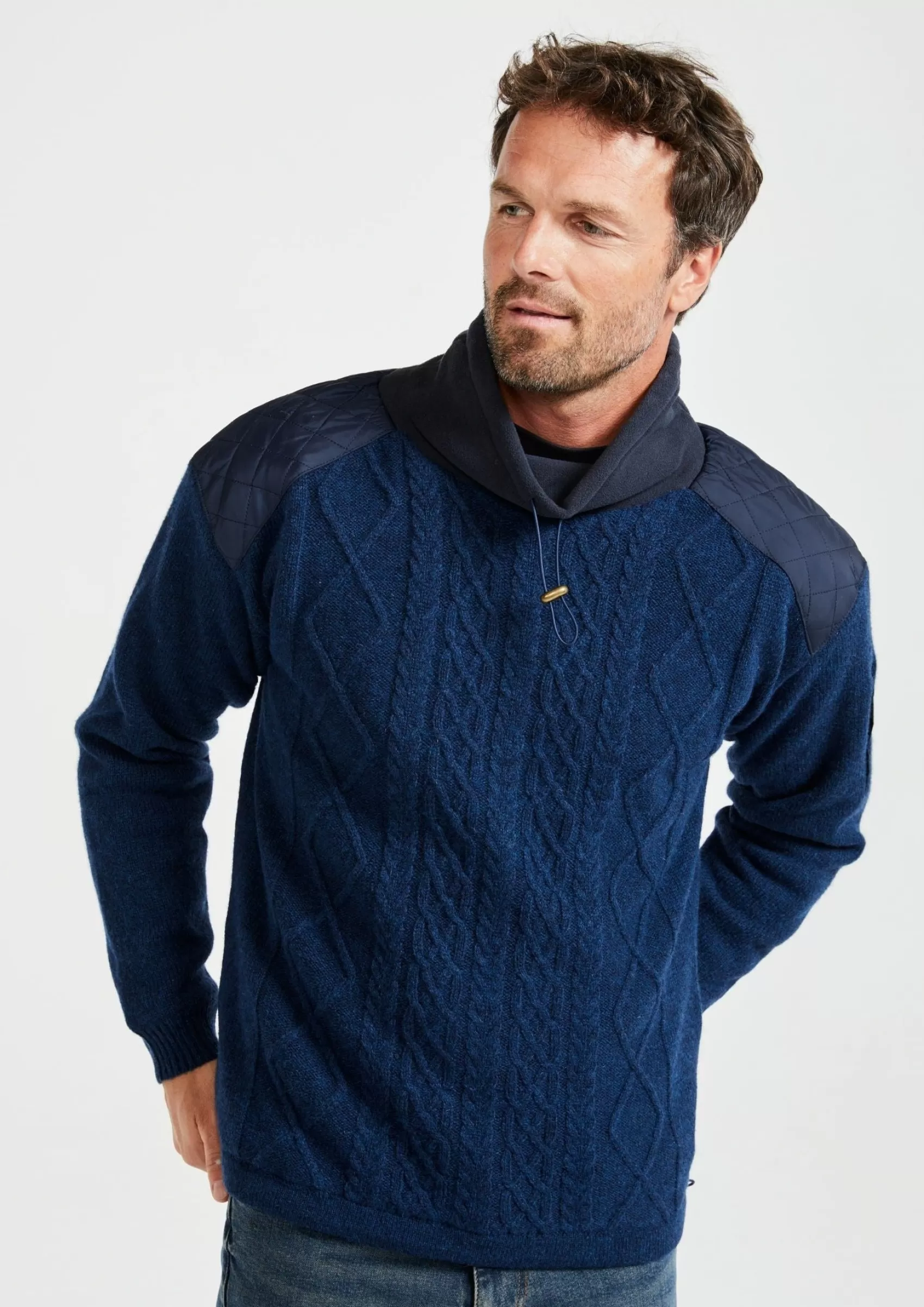 Aran Sweaters^Aran Woollen Mills Aran Diamond Knit Sweater | Blue