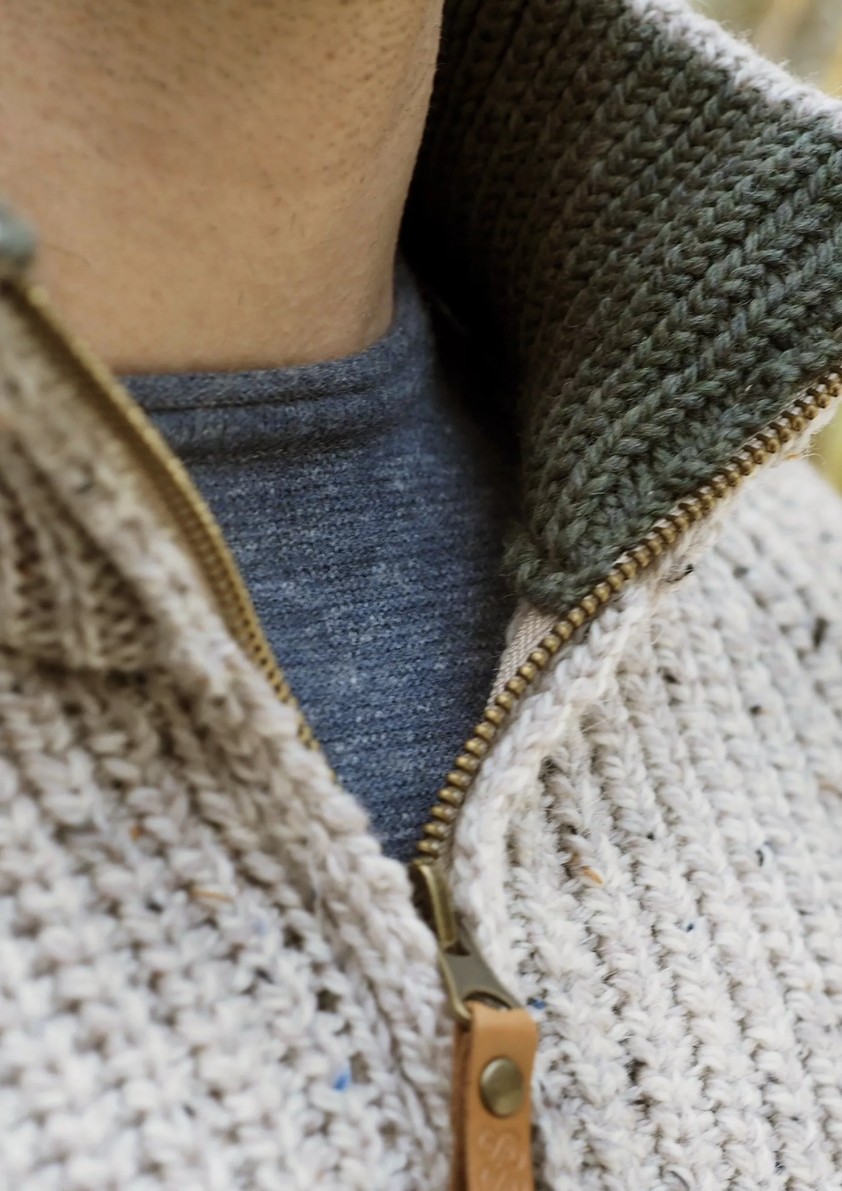 Aran Sweaters^Aran Crafts Aran Fisherman's 1/2 zip Sweater | Oatmeal