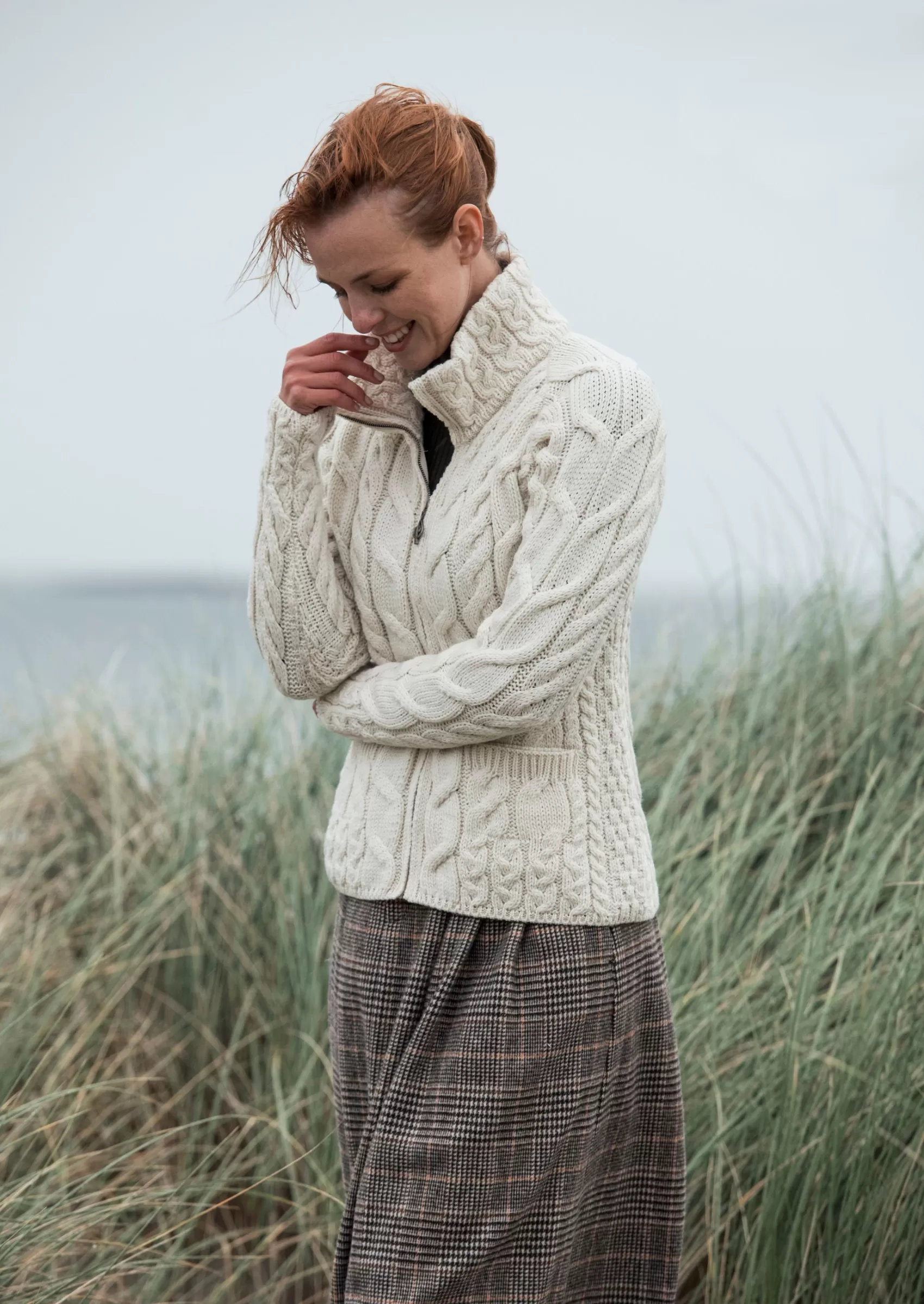 Aran Sweaters | Aran Cardigans^Aran Woollen Mills Aran Full Zip Cardigan | Natural