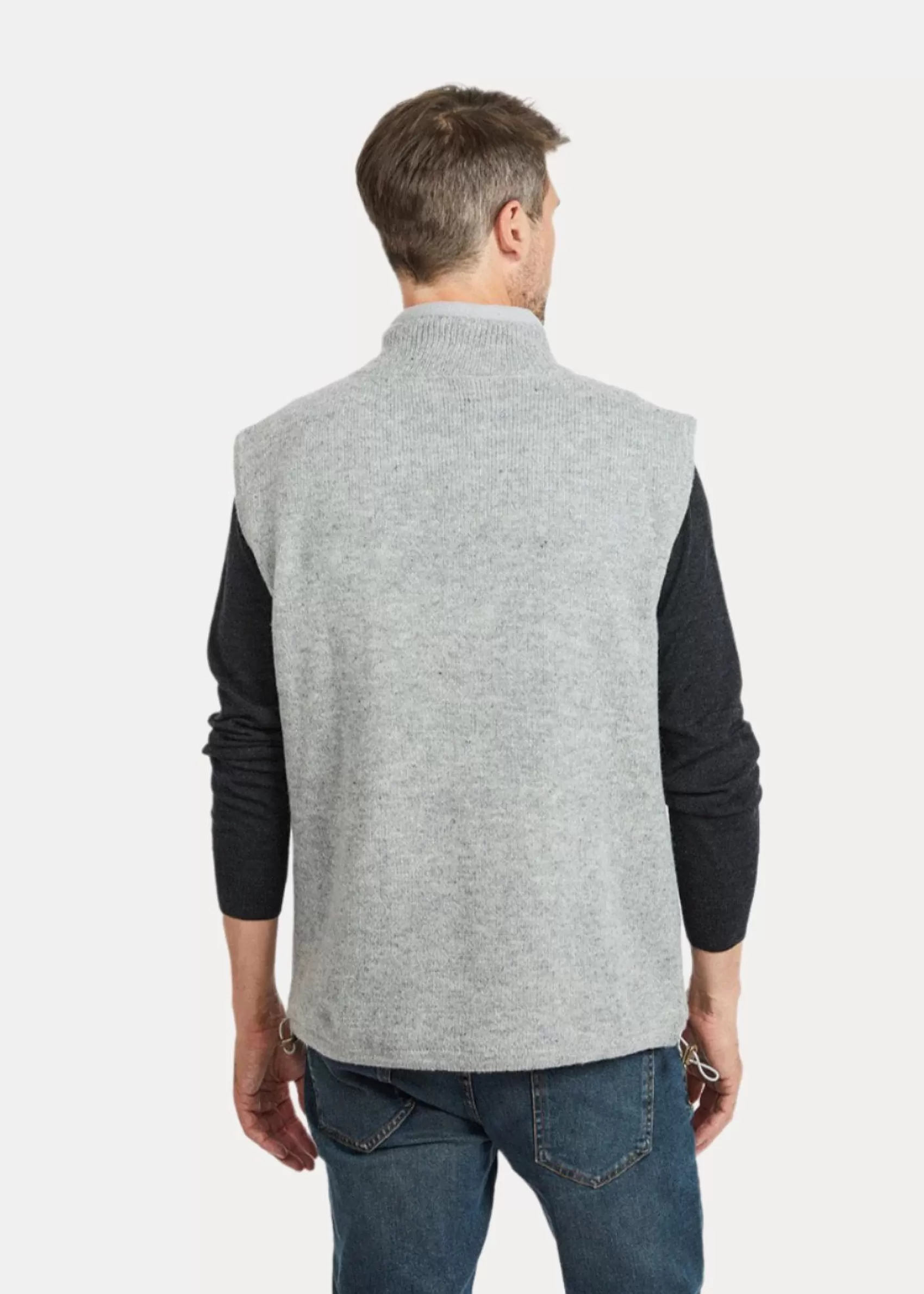 Aran Sweaters^Aran Woollen Mills Aran Full Zip Fleece Gilet | Grey