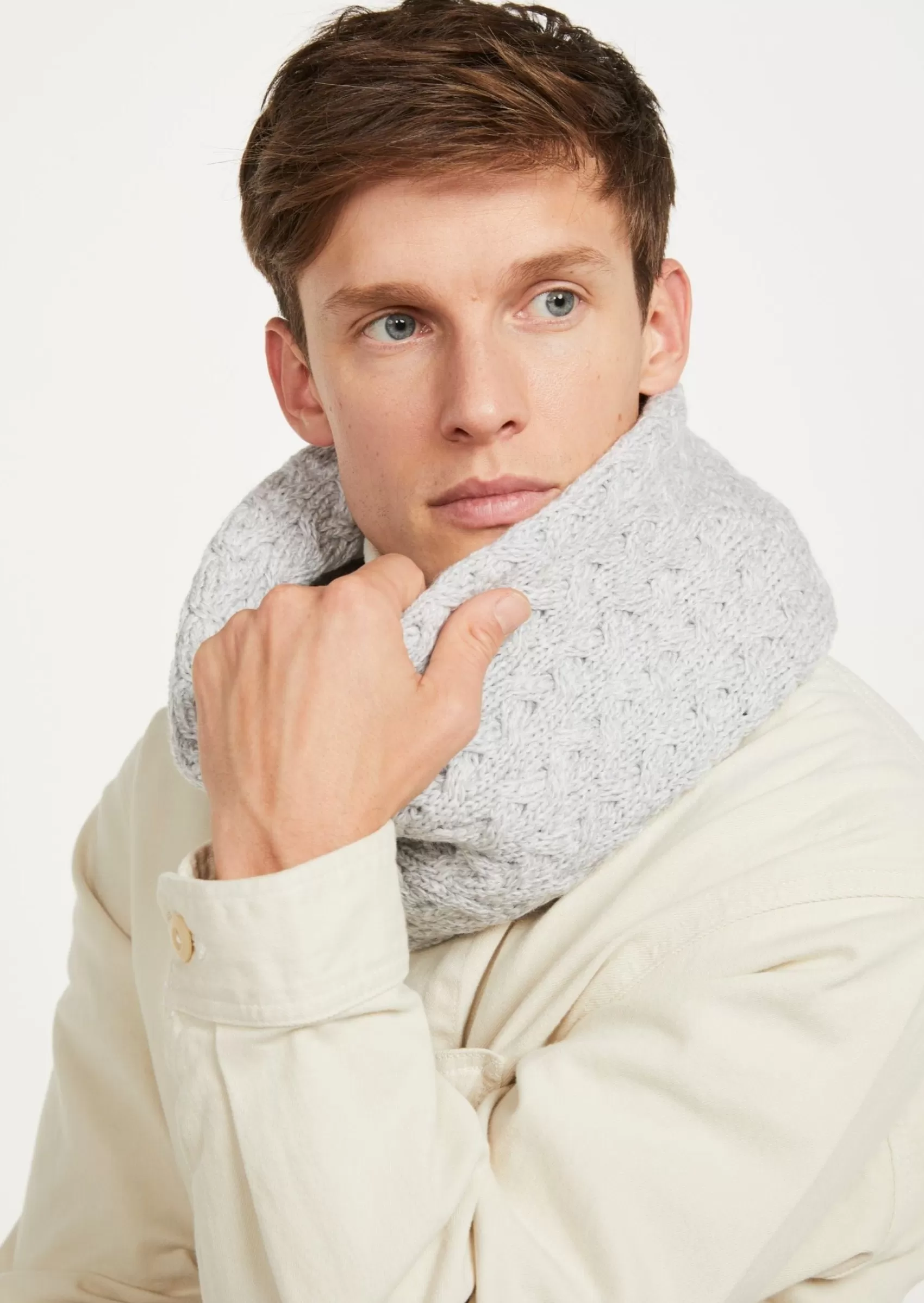 Scarves^Aran Woollen Mills Aran Infinity Cable Scarf | Grey