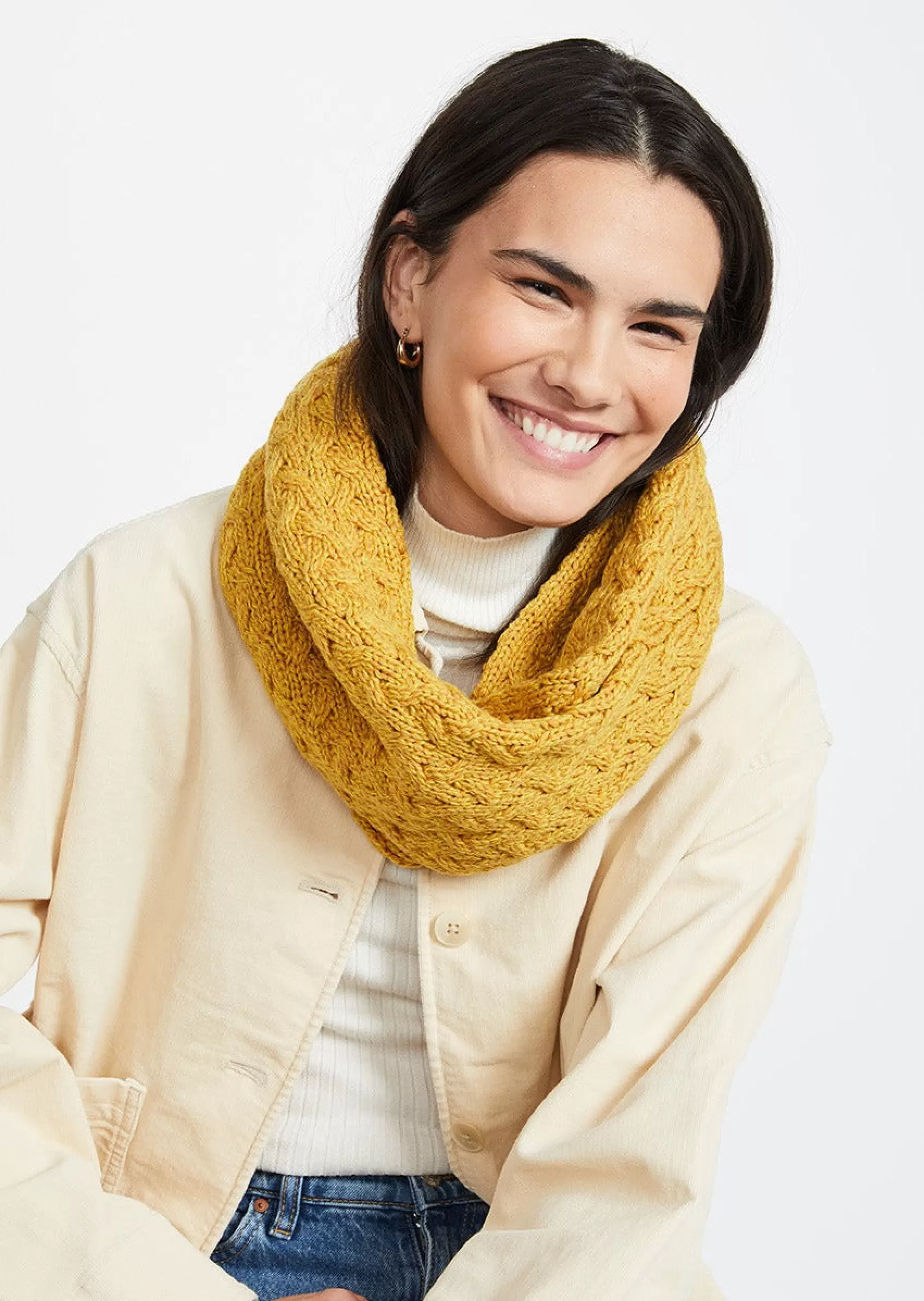 Scarves^Aran Woollen Mills Aran Infinity Cable Scarf | Yellow